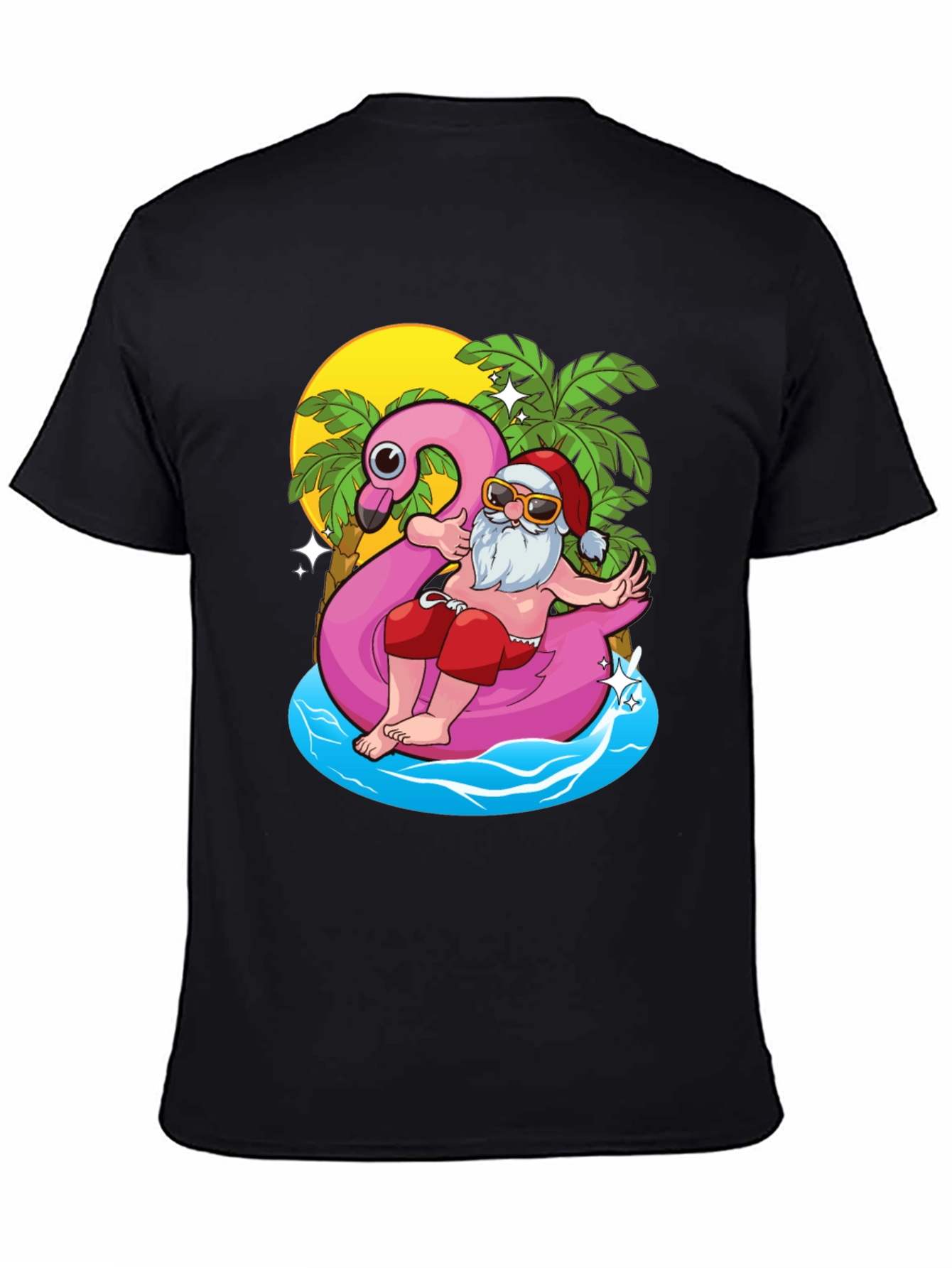 Summer Santa Flamingo Pool Float T-Shirt