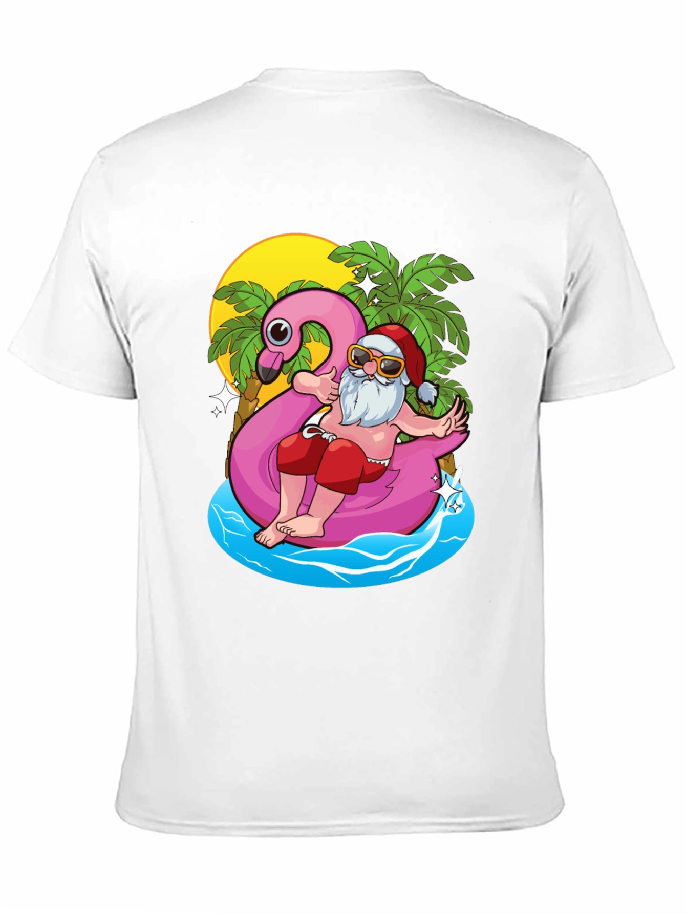 Summer Santa Flamingo Pool Float T-Shirt