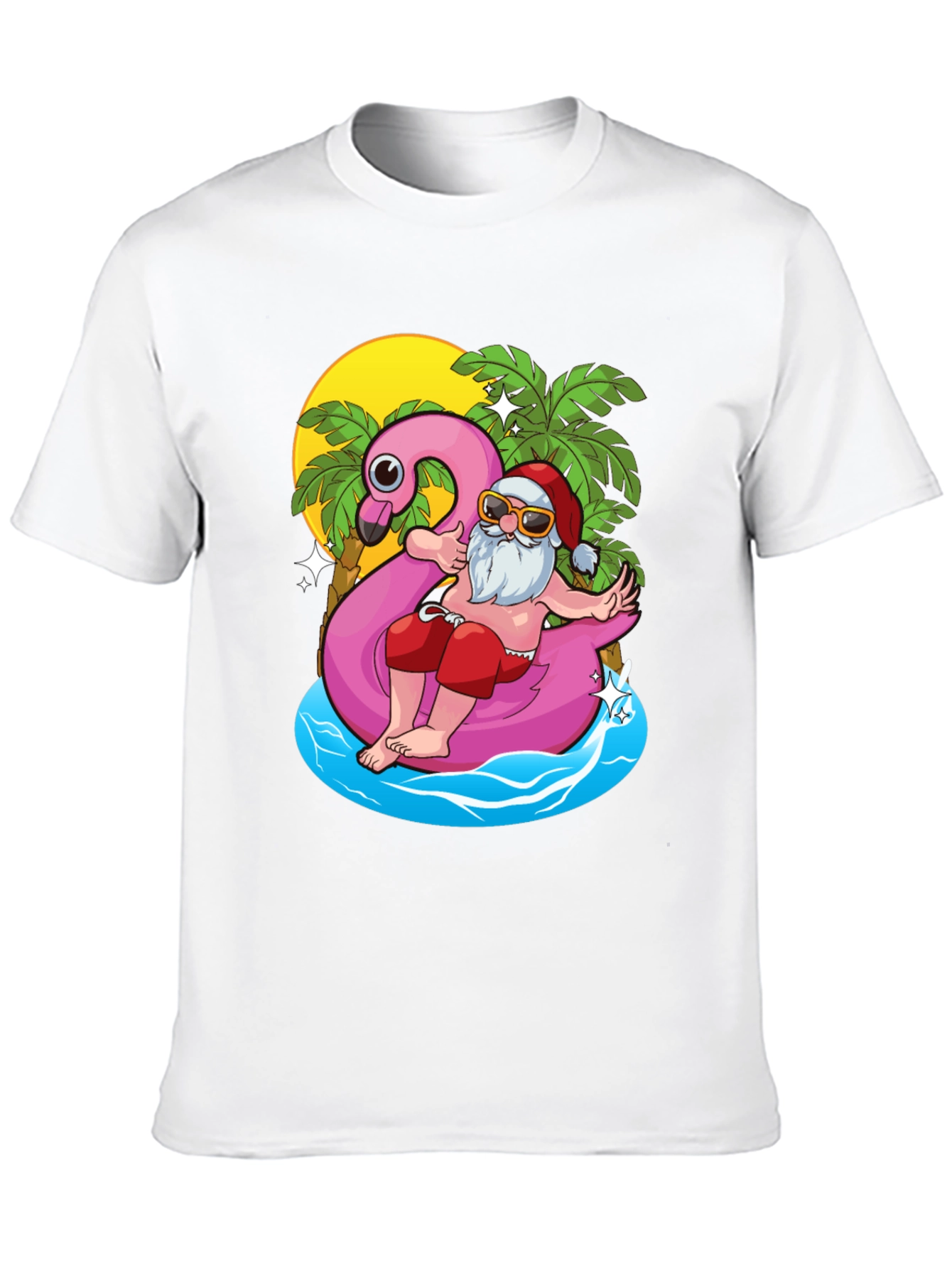 Summer Santa Flamingo Pool Float T-Shirt