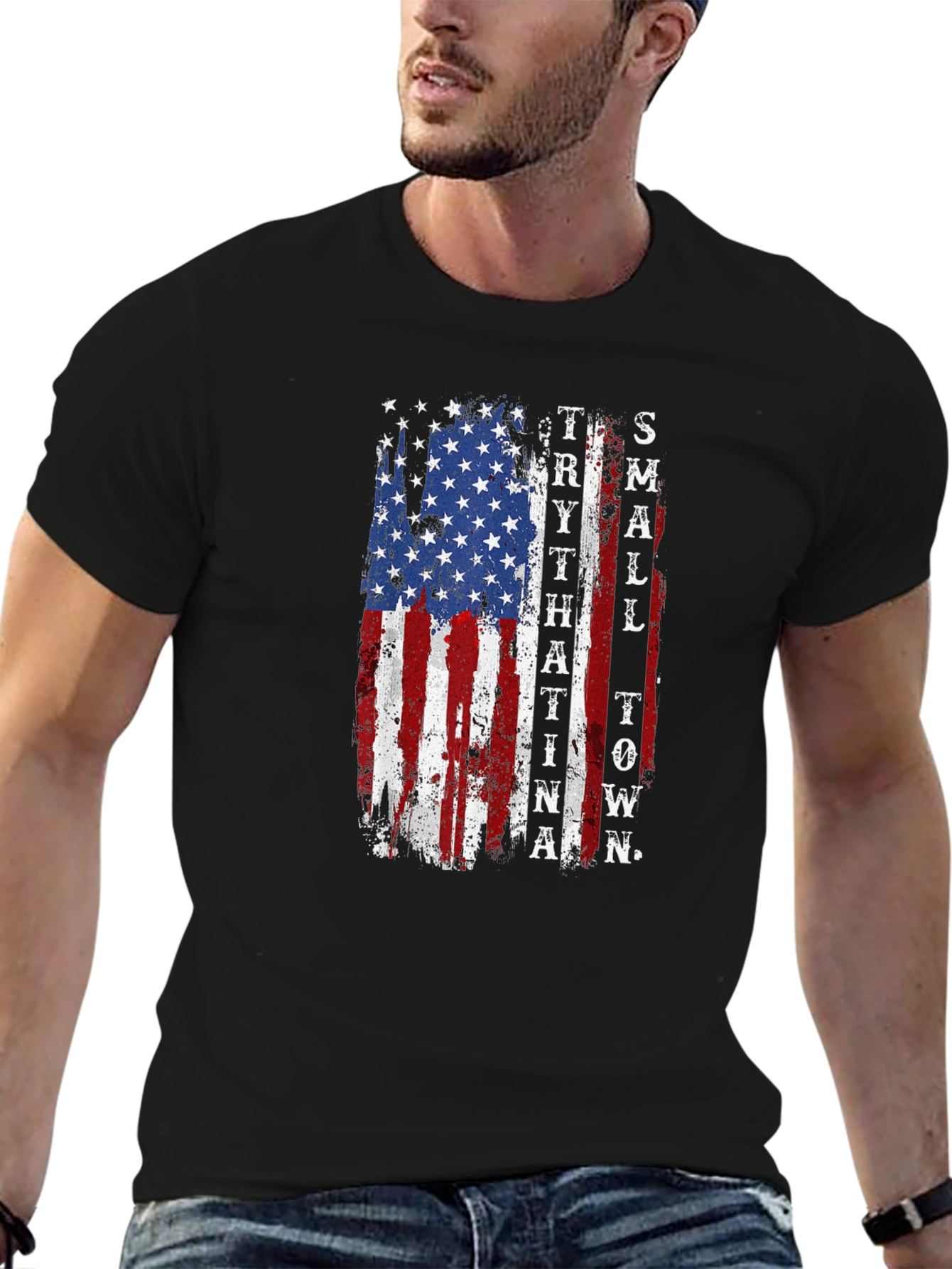 Patriotic Small Town USA Flag Graphic Tee