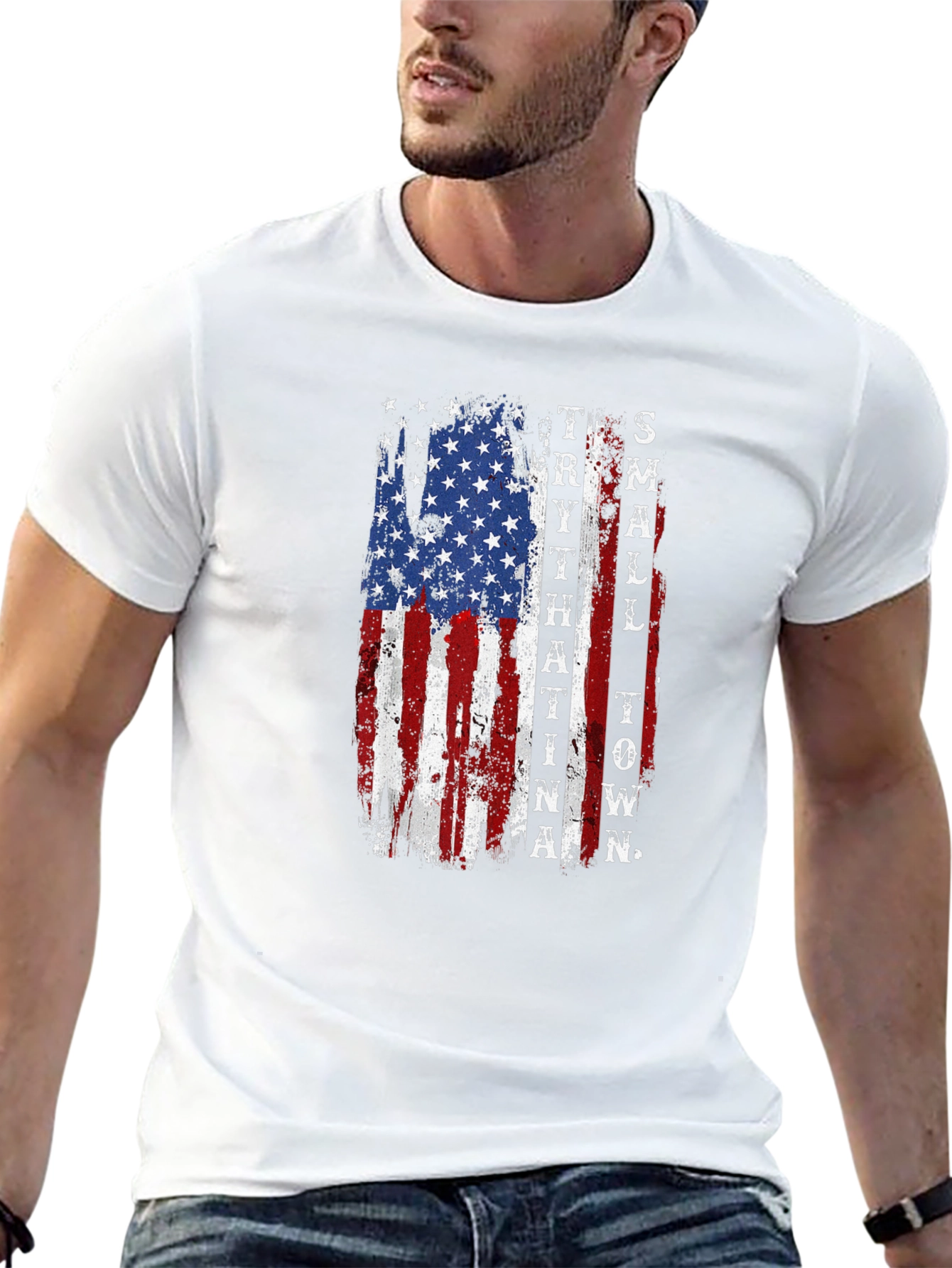 Patriotic Small Town USA Flag Graphic Tee