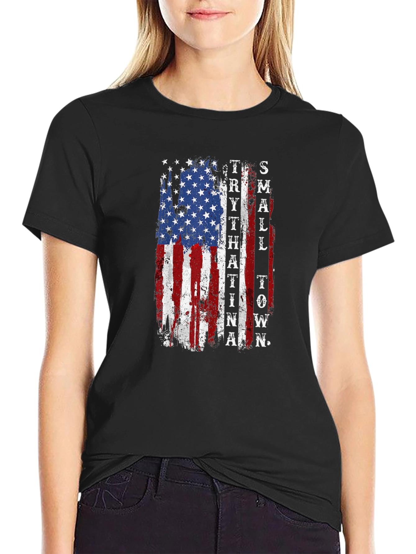 Patriotic Small Town USA Flag Graphic Tee