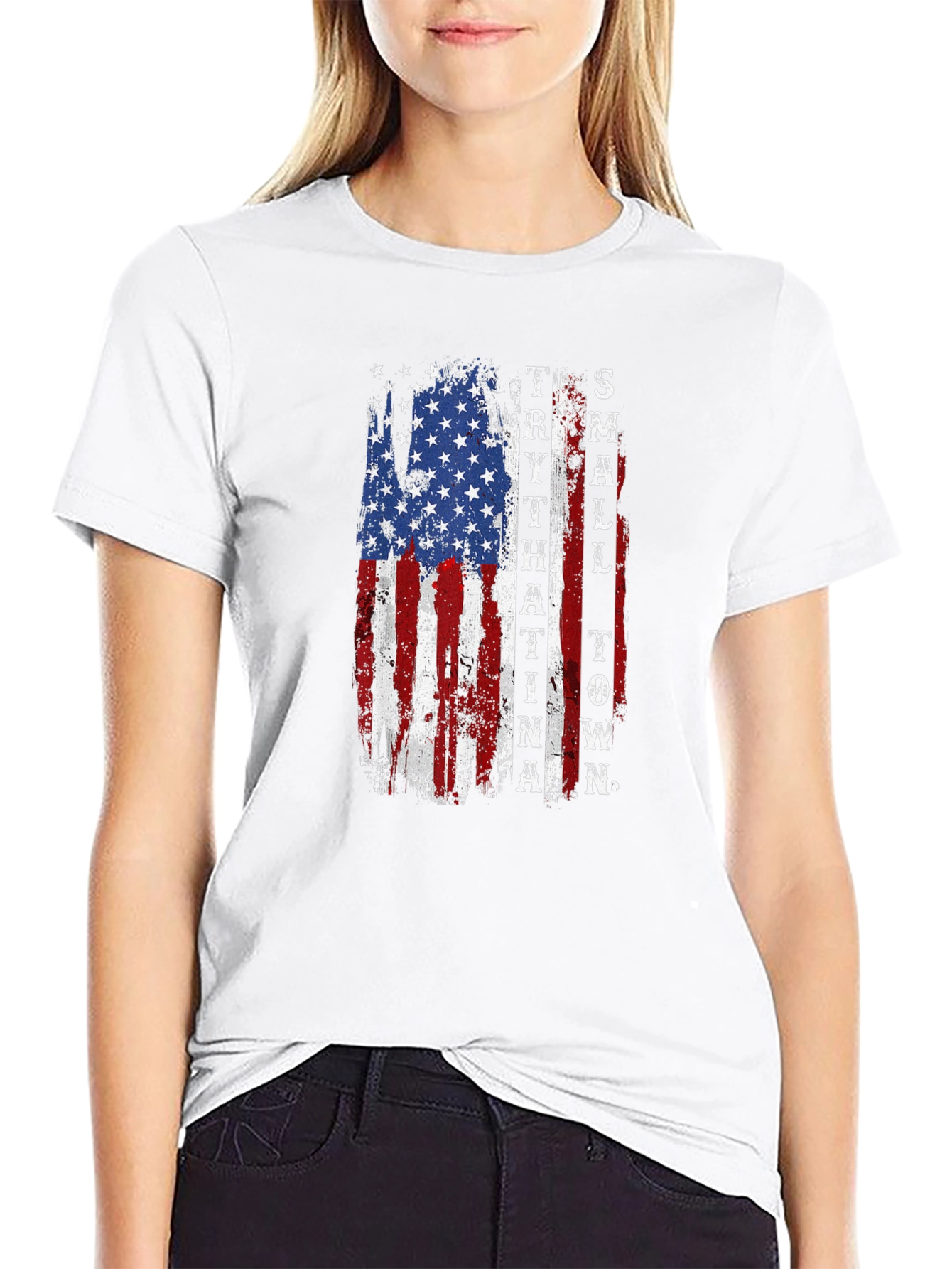 Patriotic Small Town USA Flag Graphic Tee