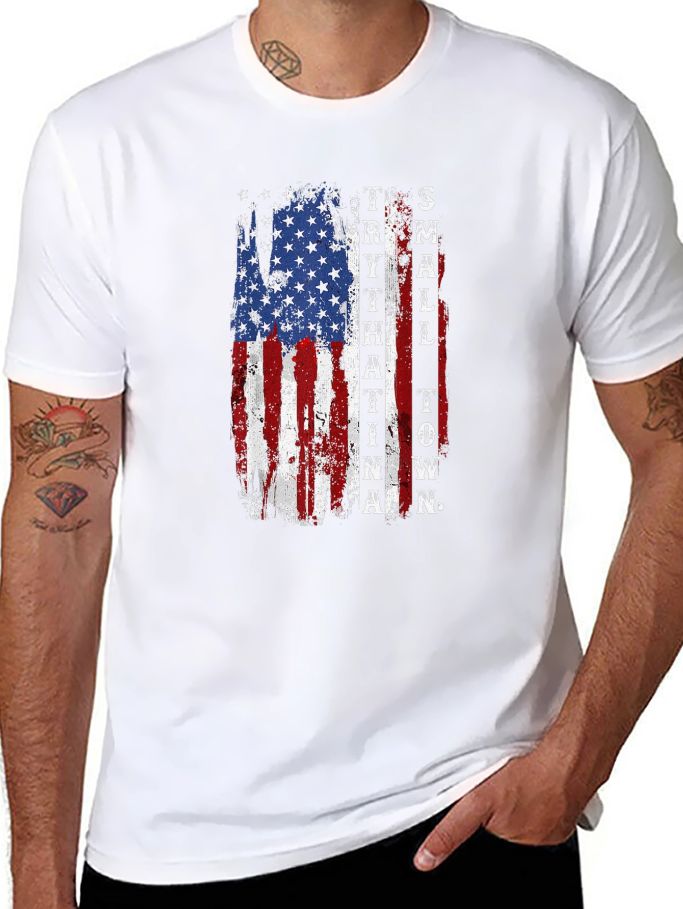 Patriotic Small Town USA Flag Graphic Tee