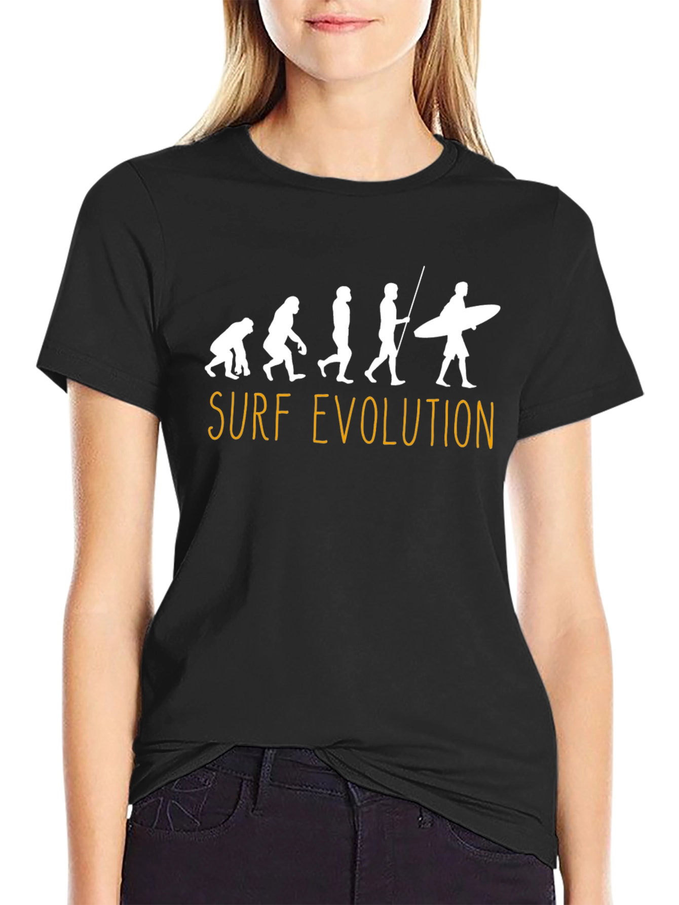 Surf Evolution T-Shirt - Black Fun Graphic Tee