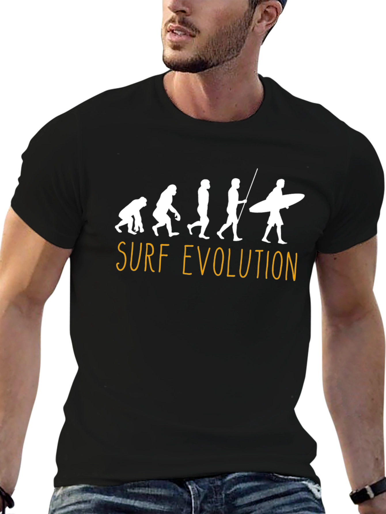 Surf Evolution T-Shirt - Black Fun Graphic Tee