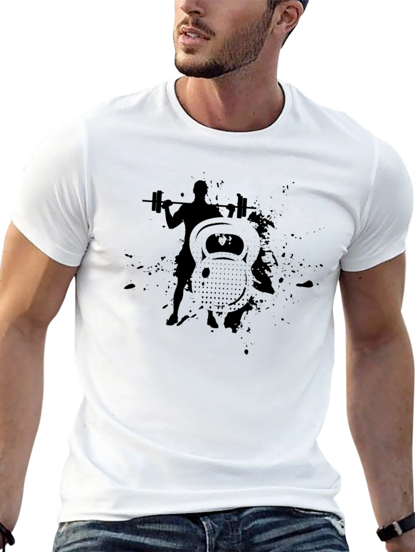 Mens Black Workout Graphic T-Shirt