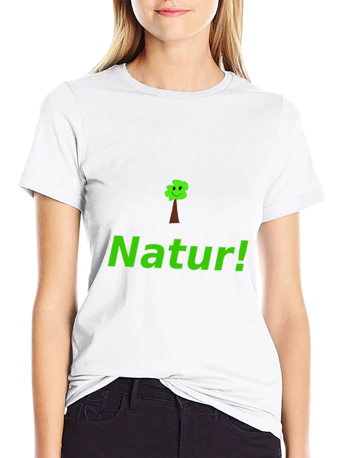 Natur! Black Graphic Tee with Tree Design