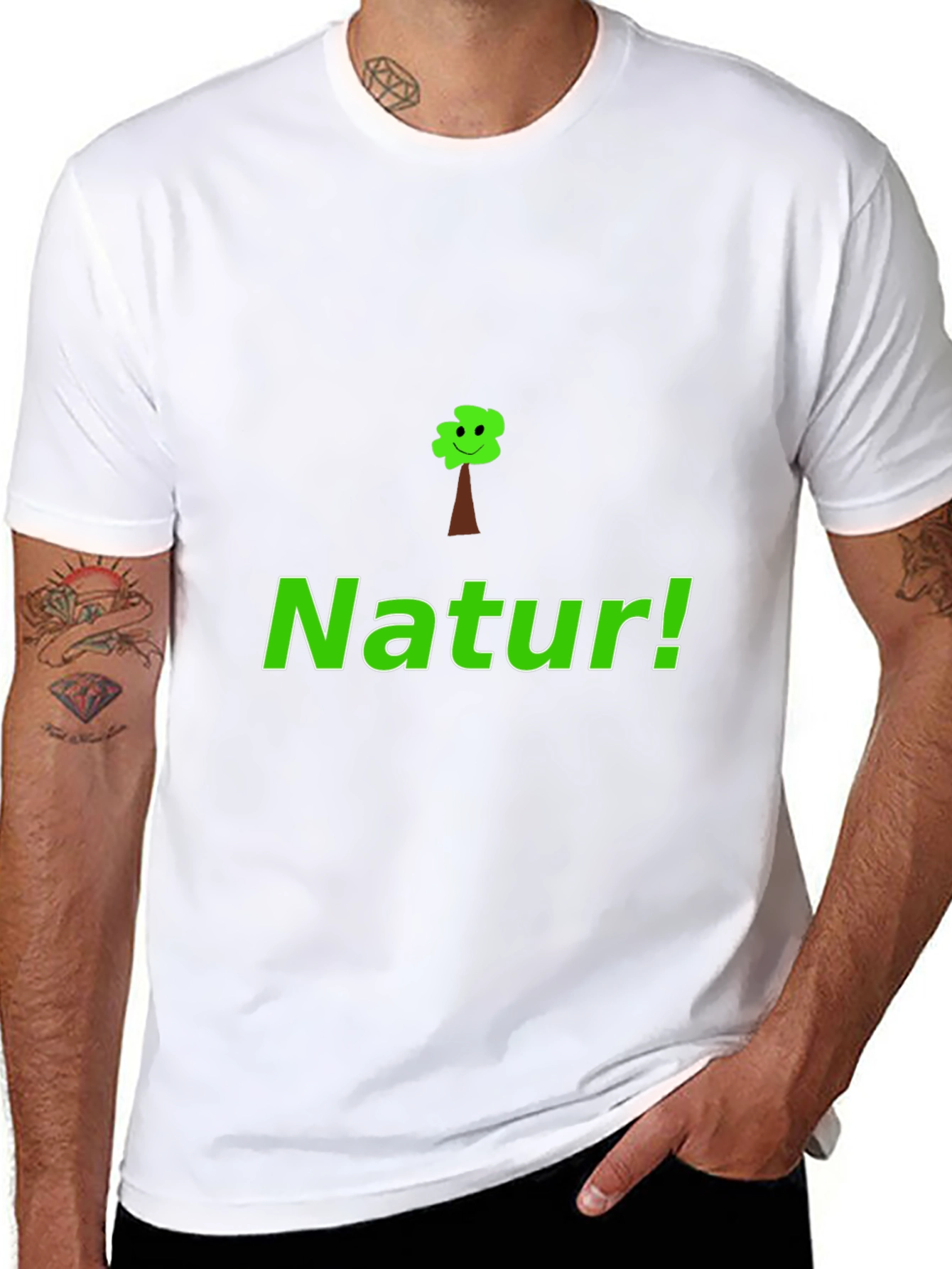 Natur! Black Graphic Tee with Tree Design
