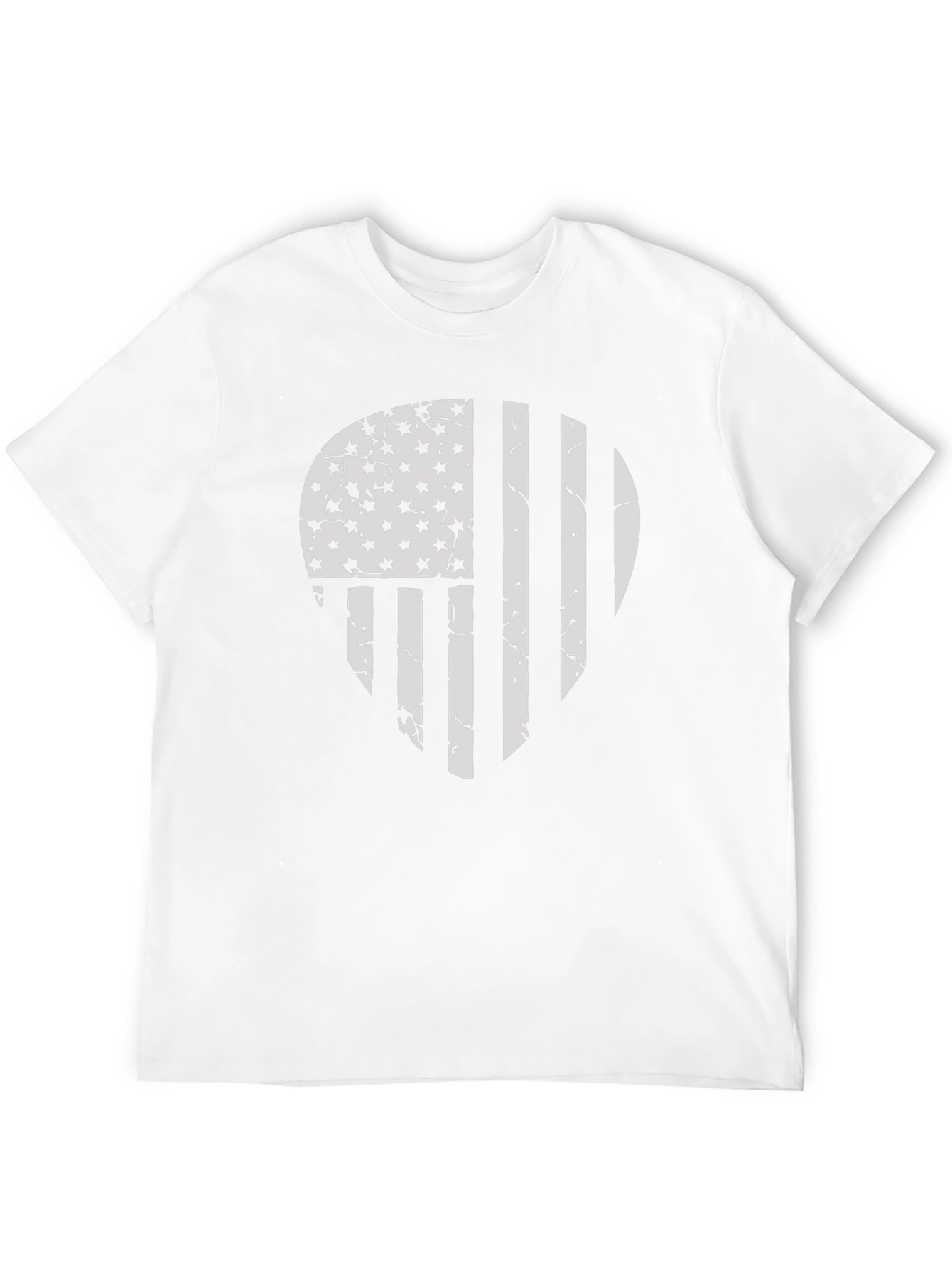 Distressed American Flag Skull Graphic T-Shirt