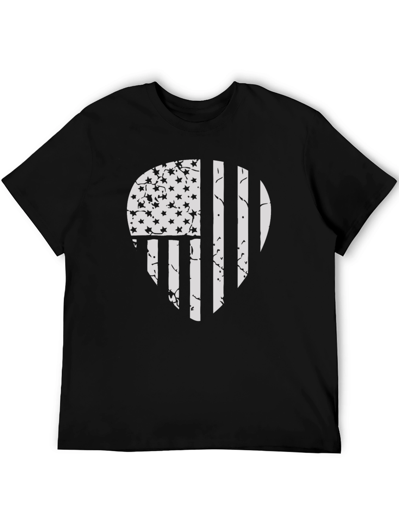 Distressed American Flag Skull Graphic T-Shirt
