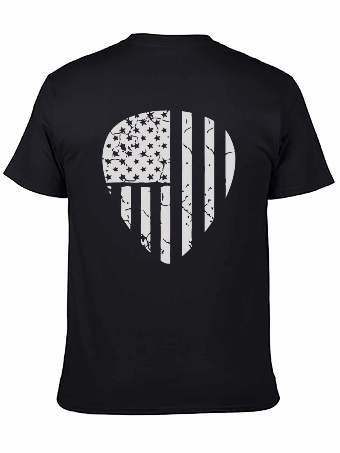 Distressed American Flag Skull Graphic T-Shirt