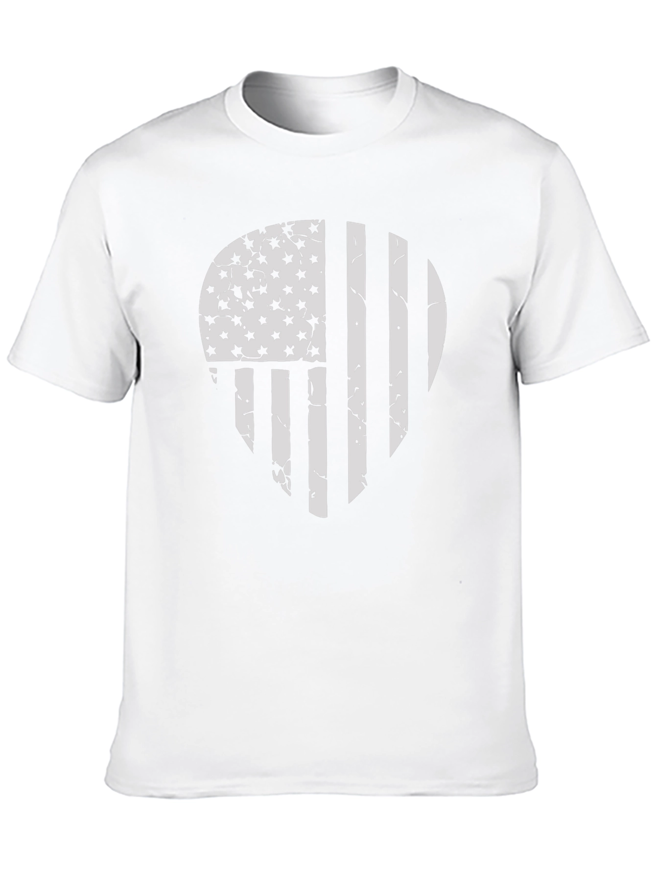 Distressed American Flag Skull Graphic T-Shirt