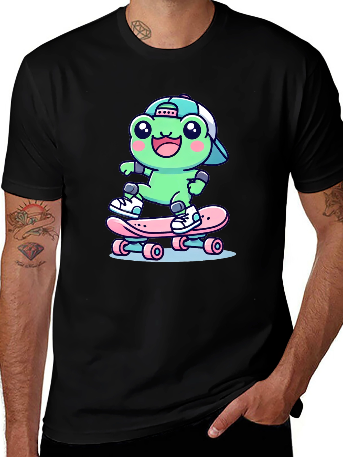 Cool Frog Skateboarder Graphic Tee