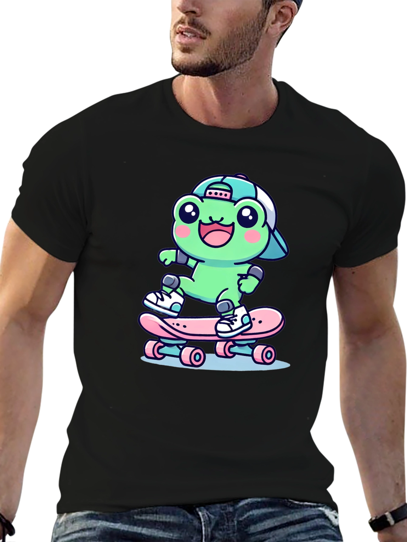 Cool Frog Skateboarder Graphic Tee
