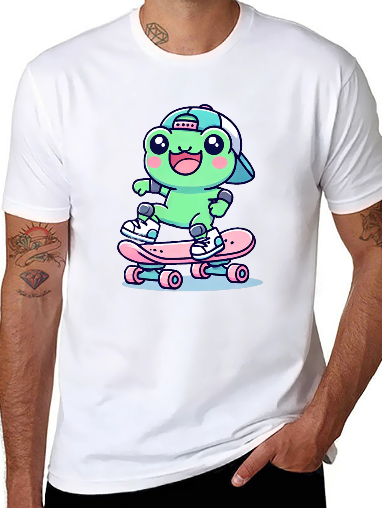 Cool Frog Skateboarder Graphic Tee