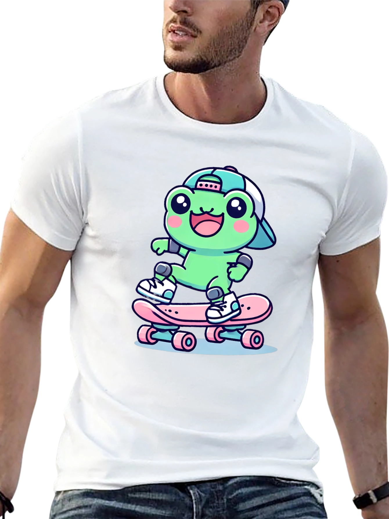 Cool Frog Skateboarder Graphic Tee