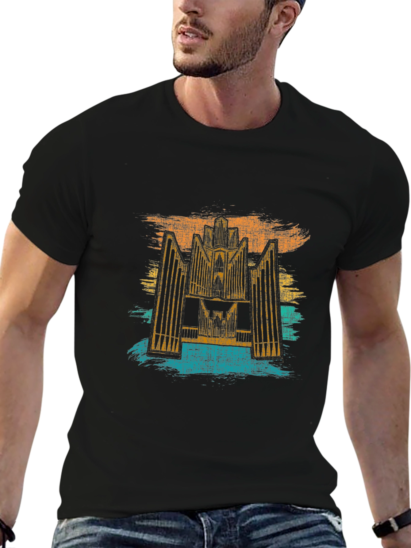 Retro Hallgrímskirkja T-Shirt - Reykjavik Iceland Church Tee