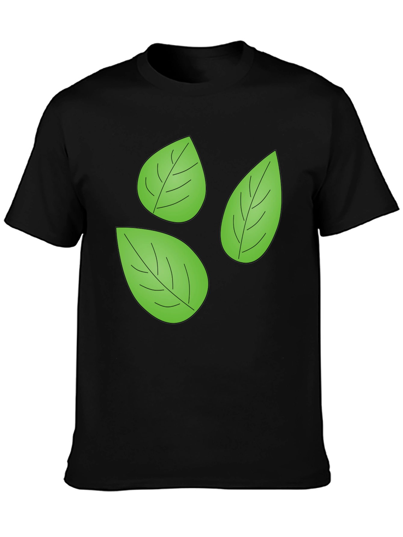 Leaf Pattern Black T-Shirt