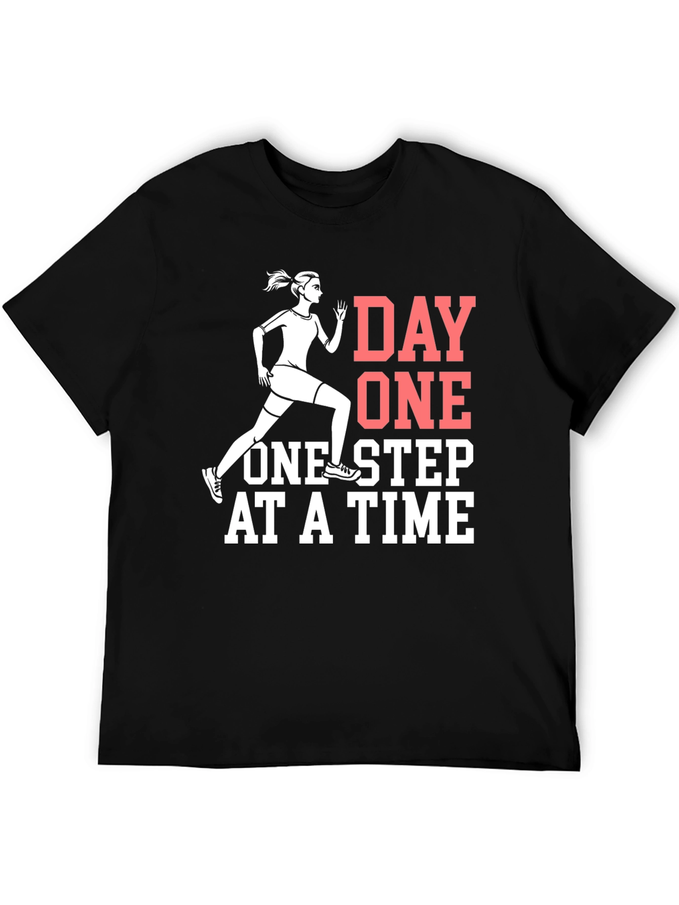 Day One Motivational Black Graphic T-Shirt