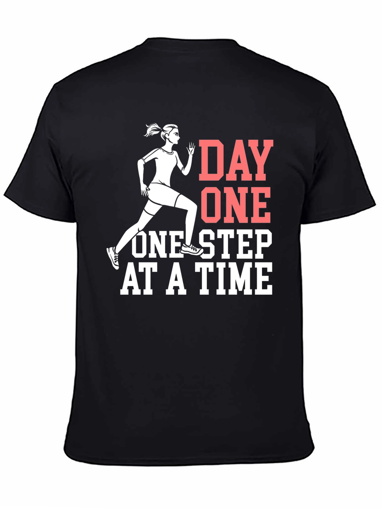 Day One Motivational Black Graphic T-Shirt