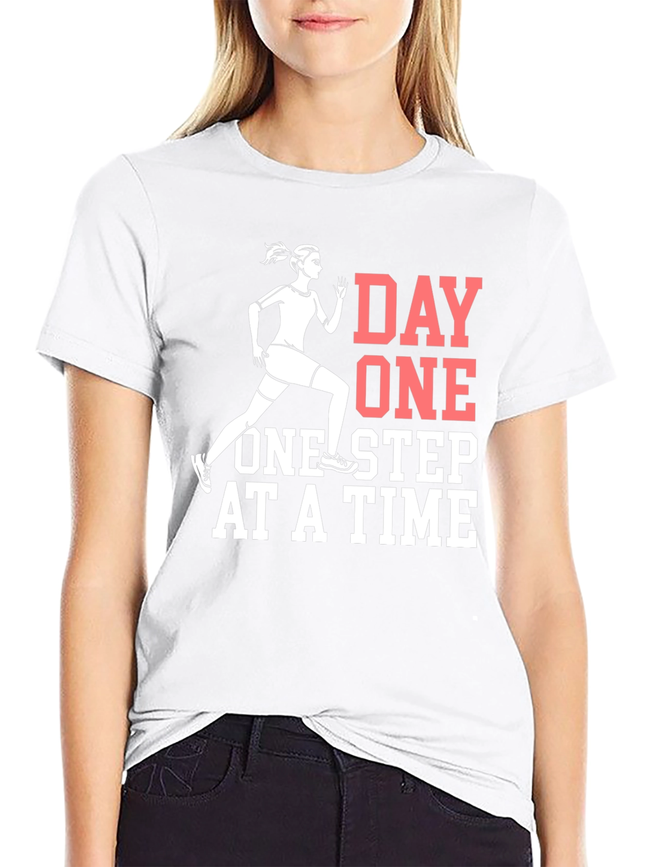 Day One Motivational Black Graphic T-Shirt