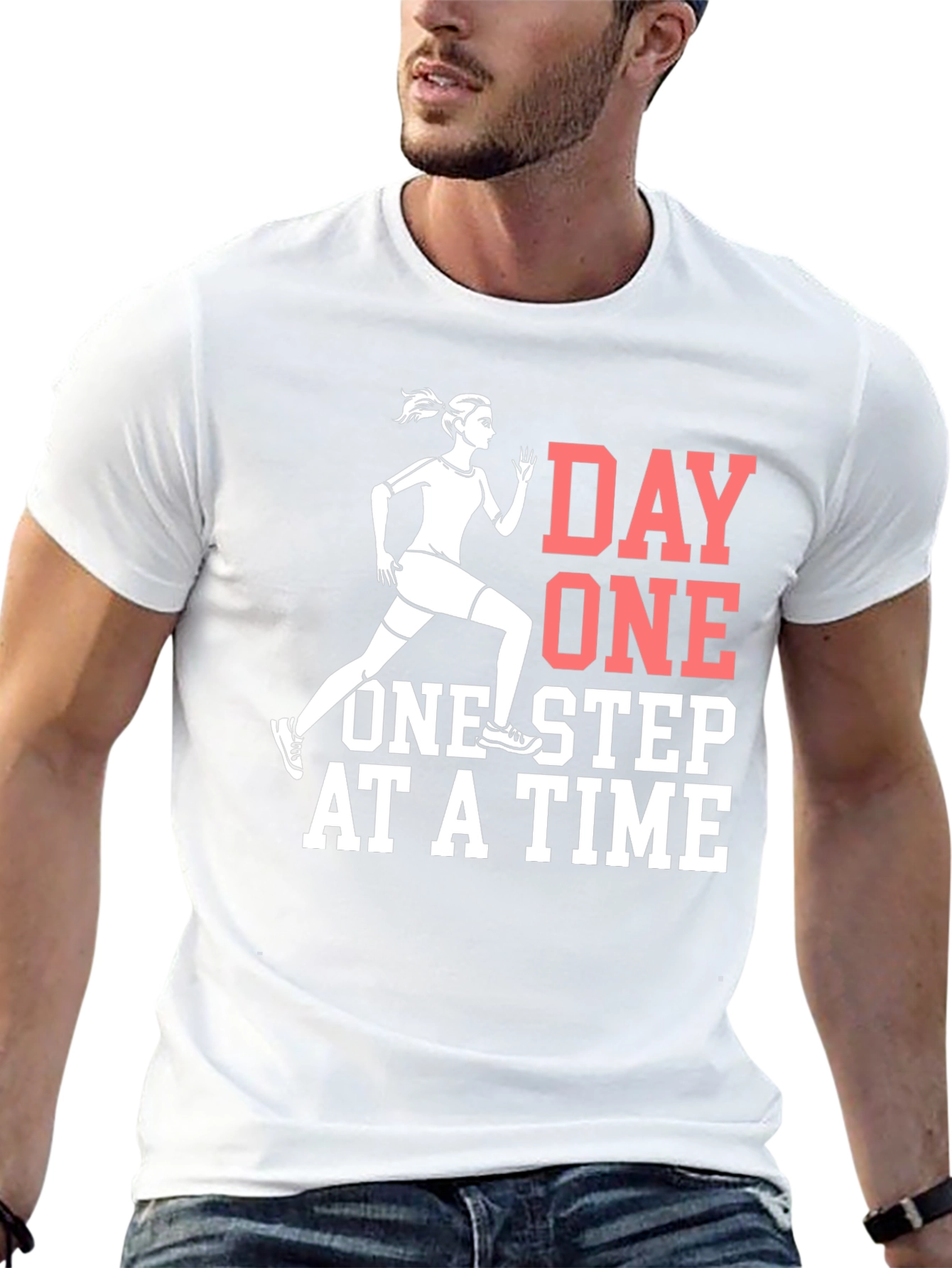 Day One Motivational Black Graphic T-Shirt