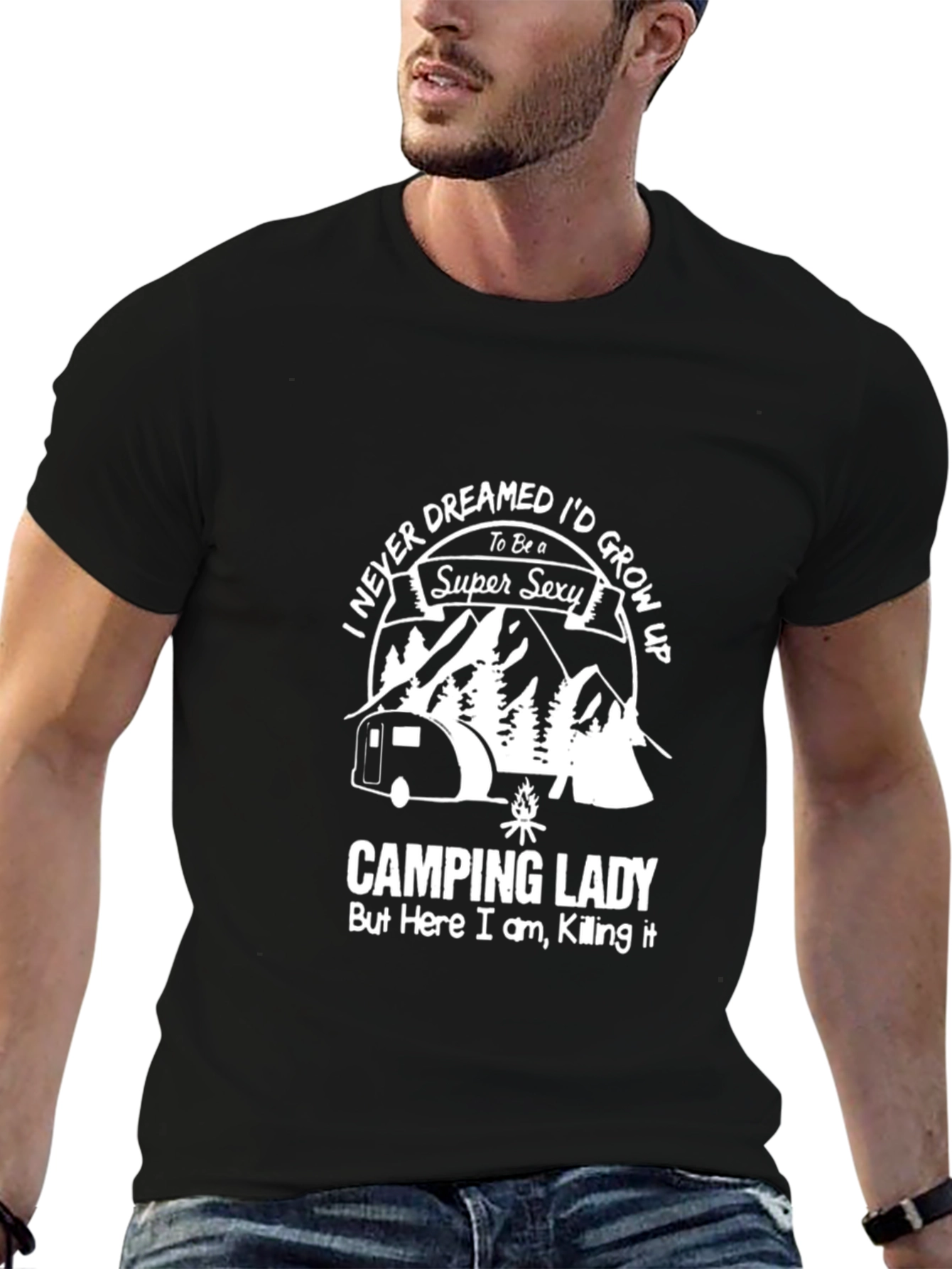 Camping Lady Super Sexy T-Shirt - Black