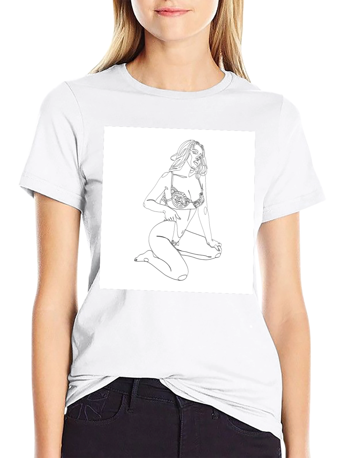 Line Art Graphic Tee - Minimalist Design