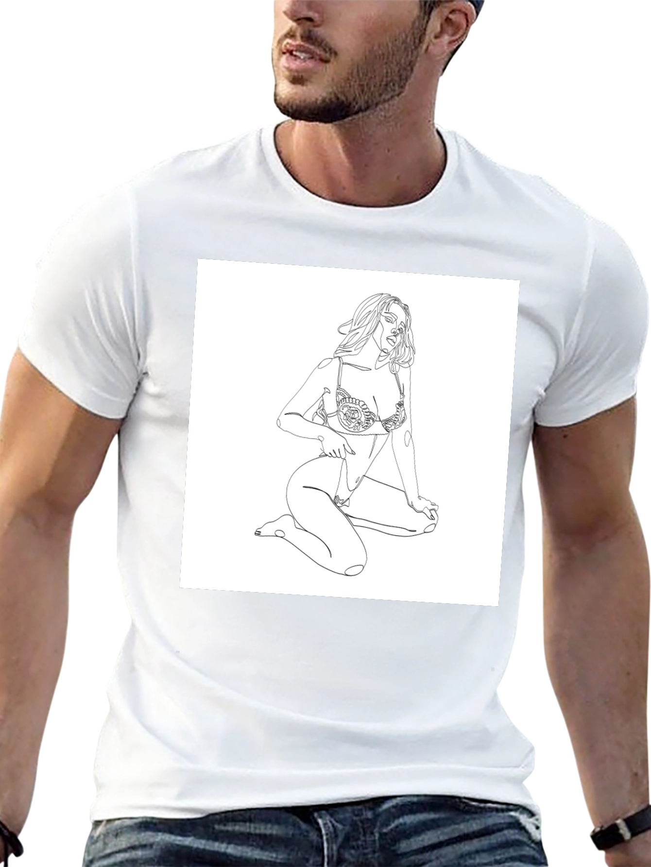 Line Art Graphic Tee - Minimalist Design