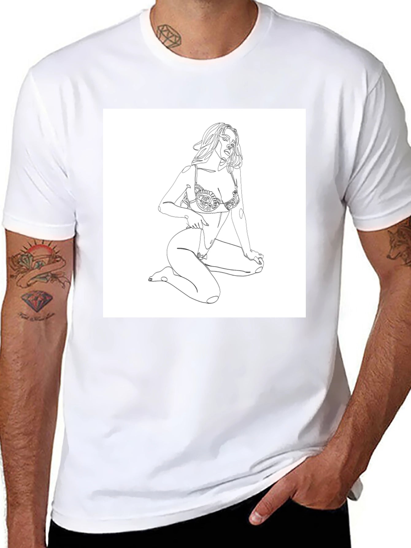 Line Art Graphic Tee - Minimalist Design