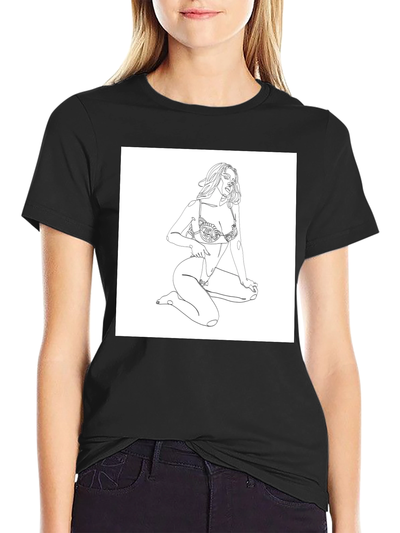 Line Art Graphic Tee - Minimalist Design