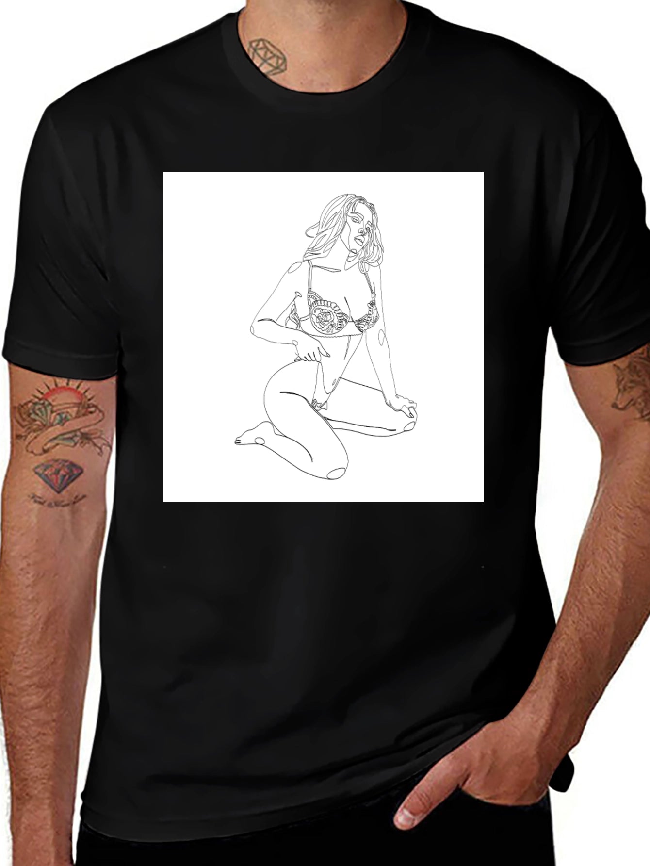Line Art Graphic Tee - Minimalist Design