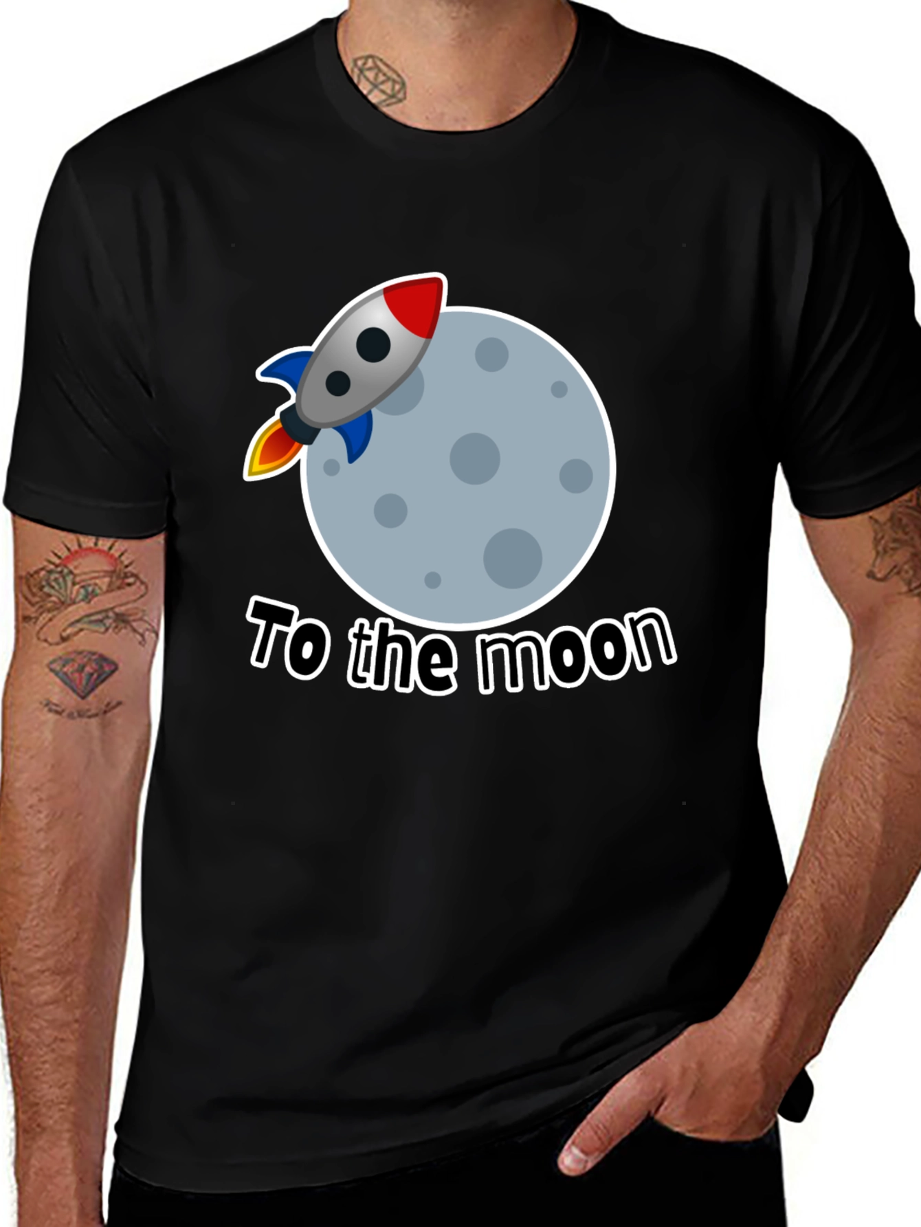To The Moon Rocket Graphic Tee - Black