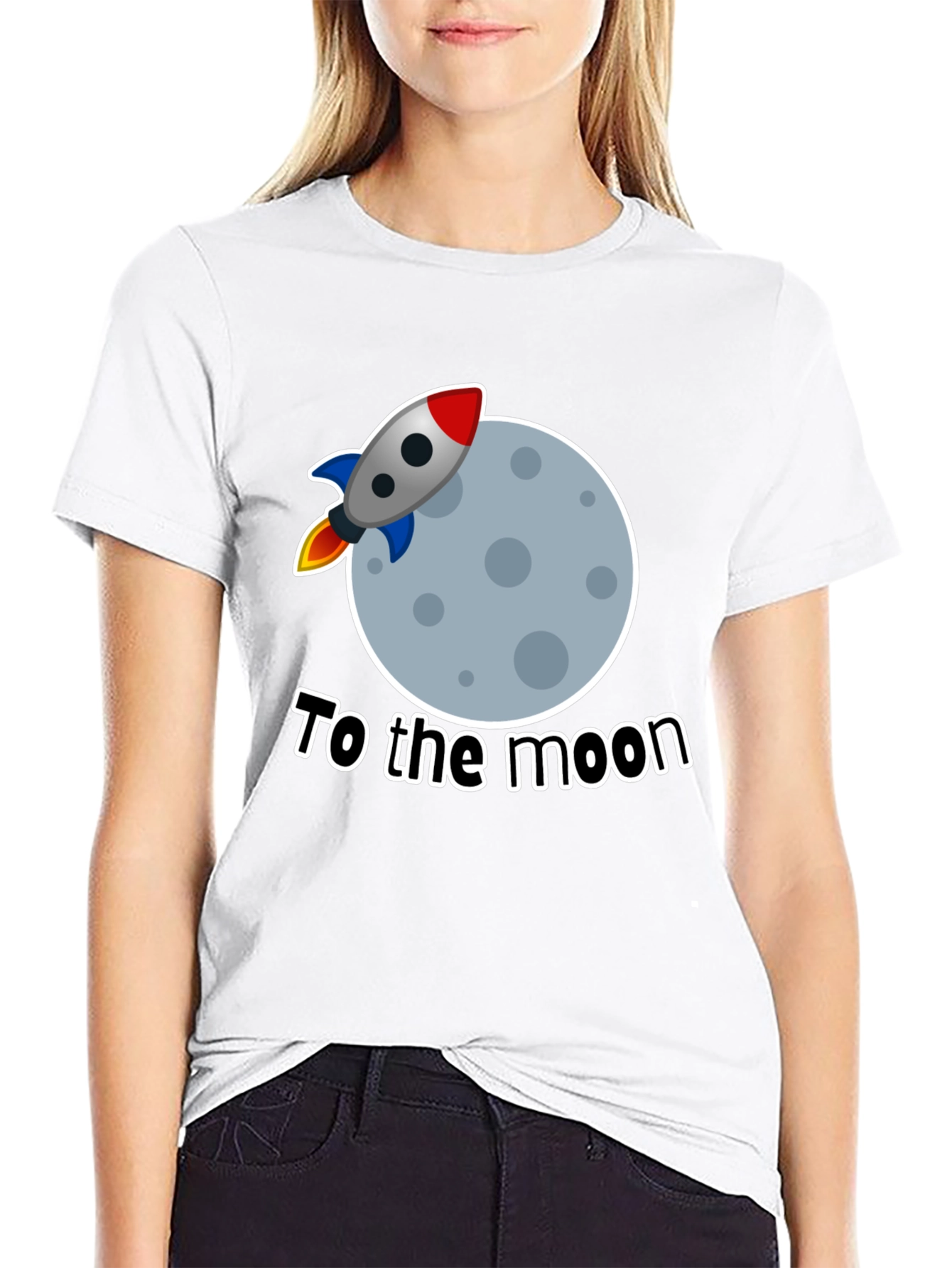 To The Moon Rocket Graphic Tee - Black