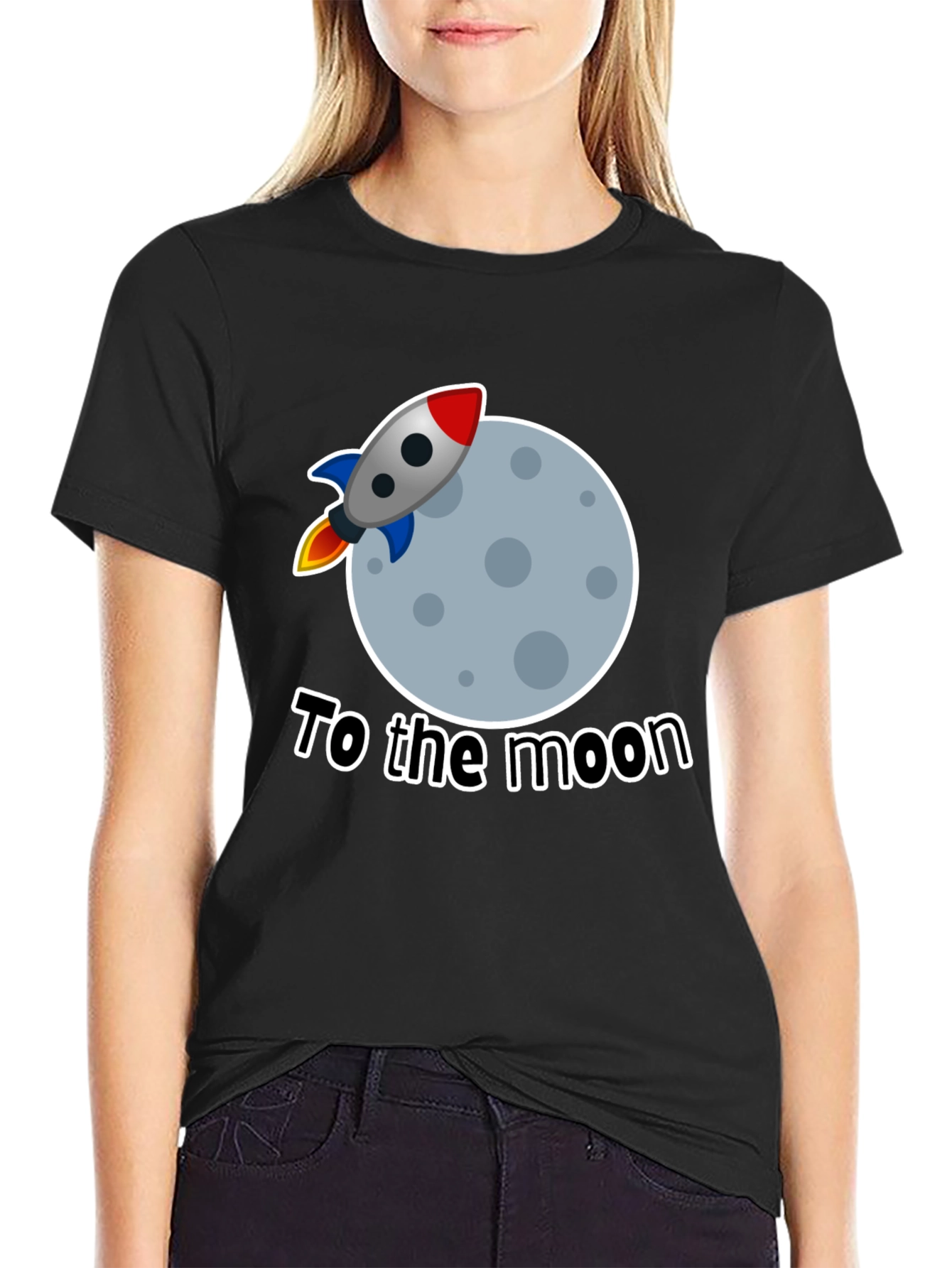 To The Moon Rocket Graphic Tee - Black