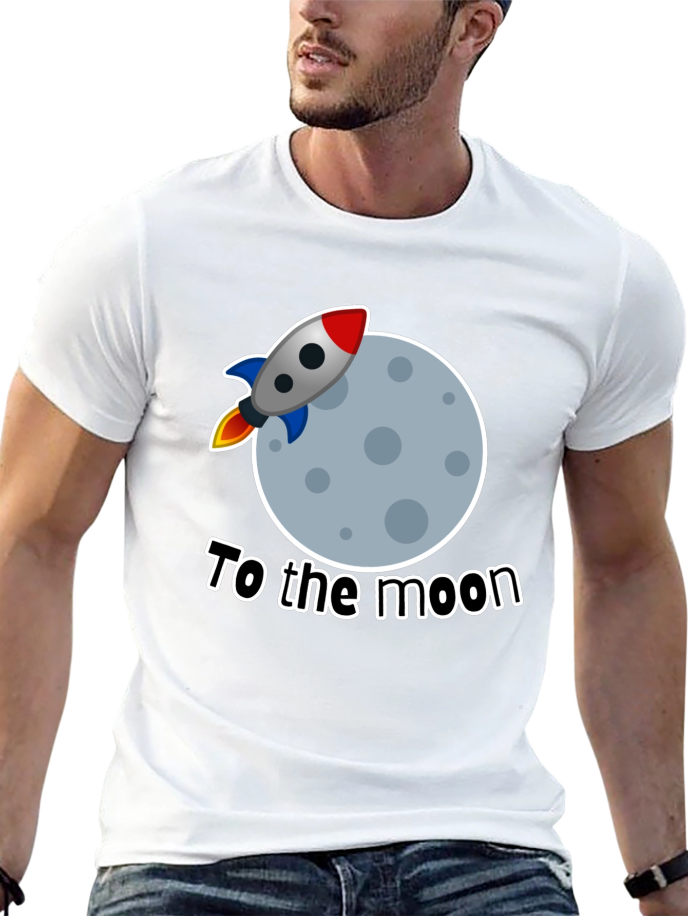To The Moon Rocket Graphic Tee - Black
