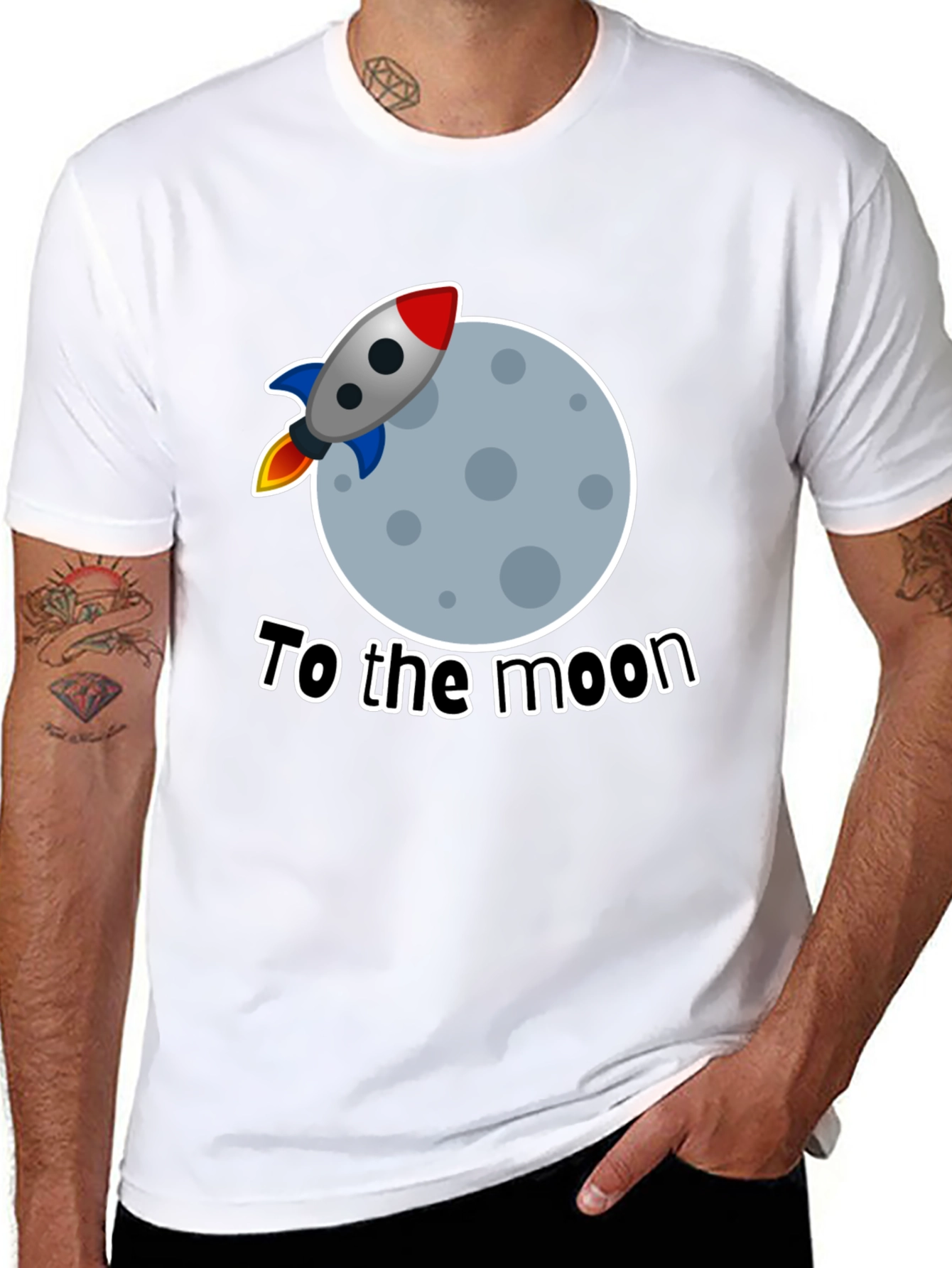 To The Moon Rocket Graphic Tee - Black