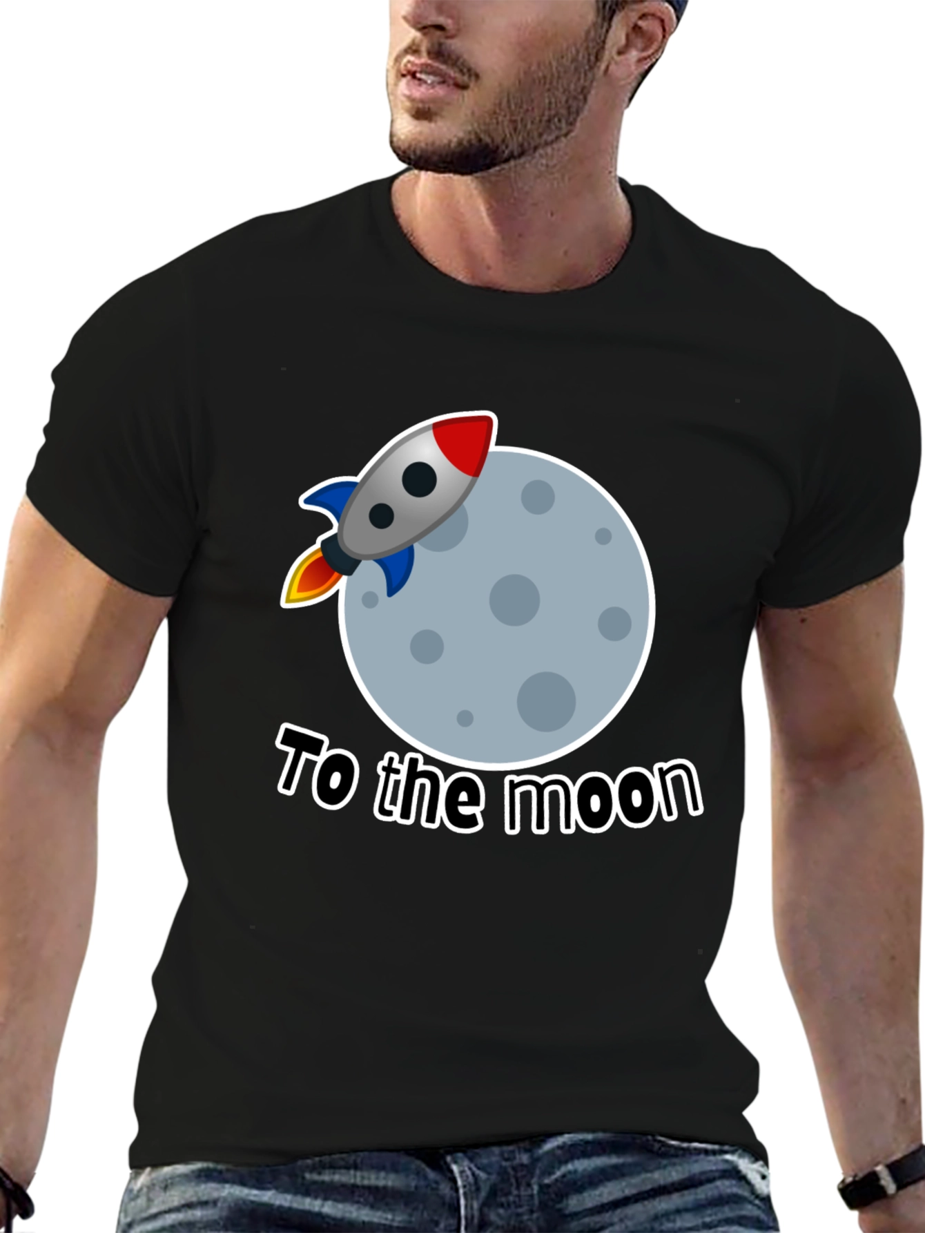 To The Moon Rocket Graphic Tee - Black
