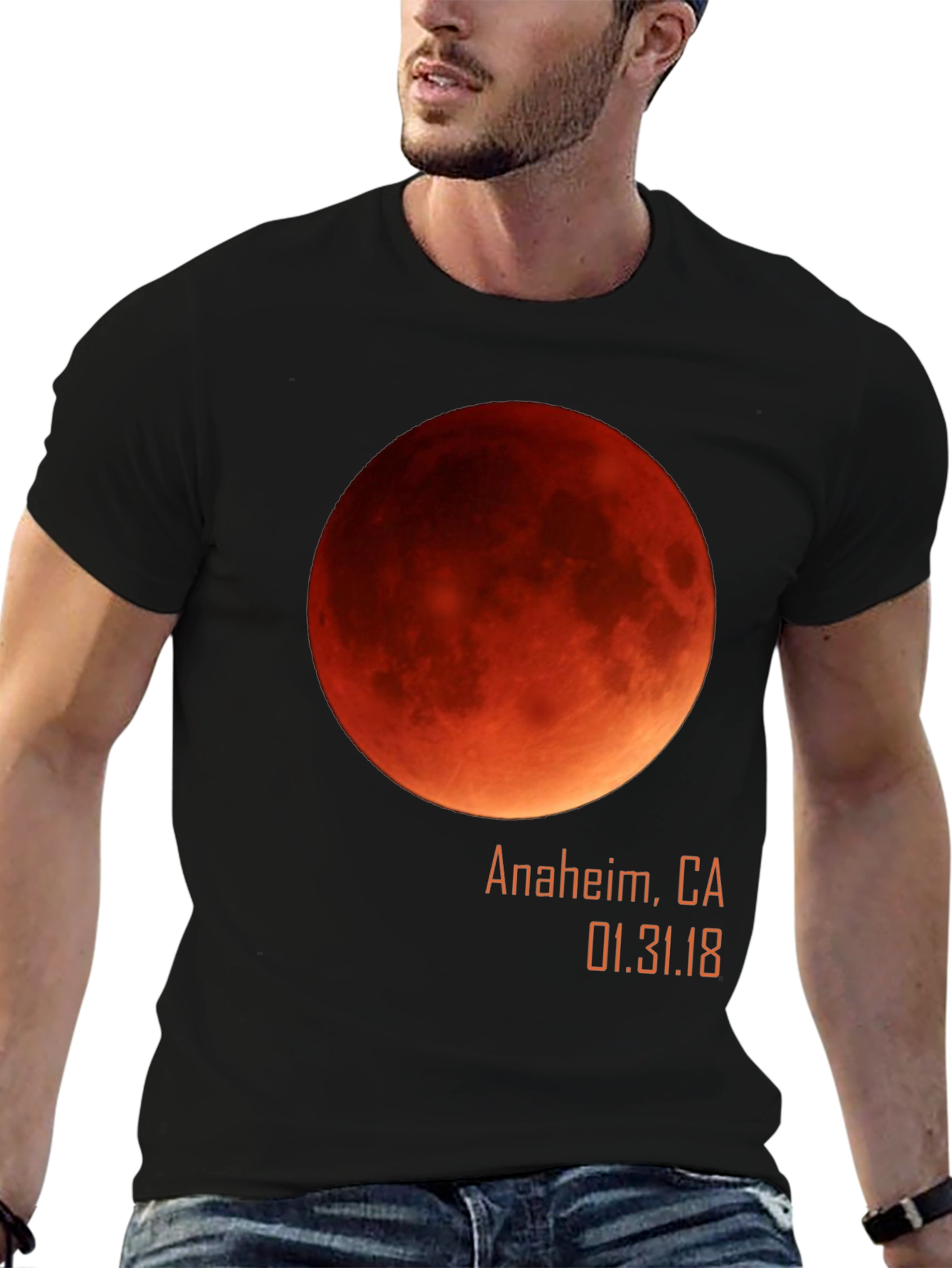 Blood Moon Eclipse Anaheim CA 1/31/18 Black T-Shirt
