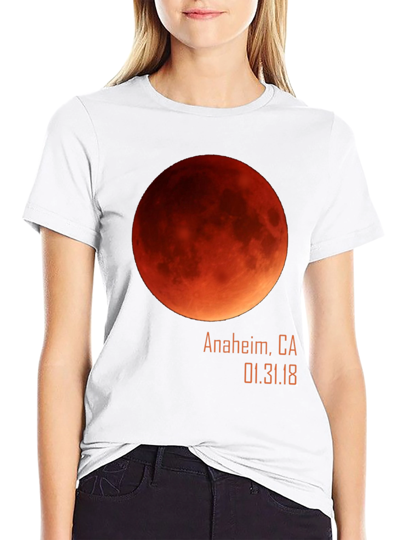 Blood Moon Eclipse Anaheim CA 1/31/18 Black T-Shirt