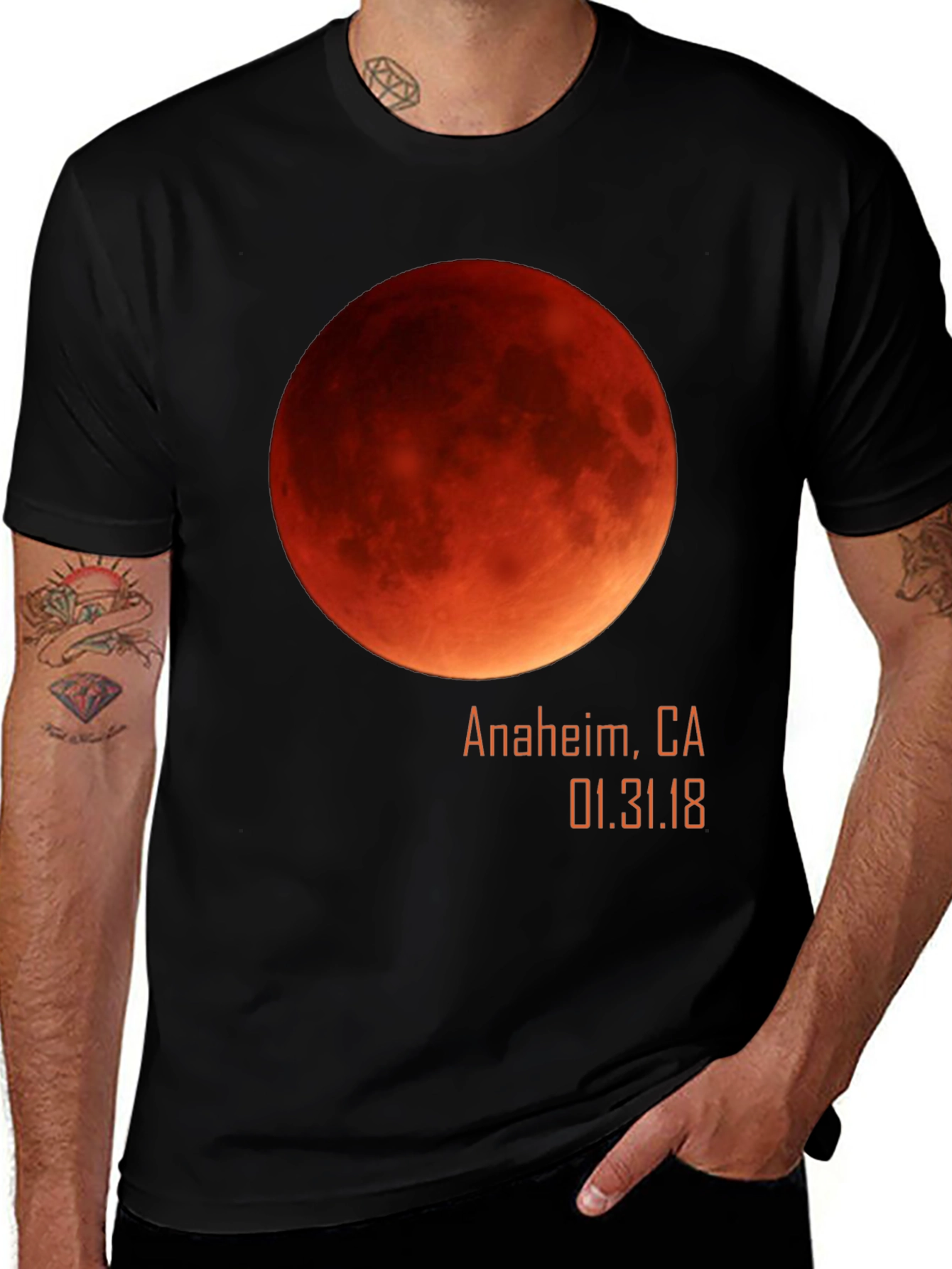 Blood Moon Eclipse Anaheim CA 1/31/18 Black T-Shirt
