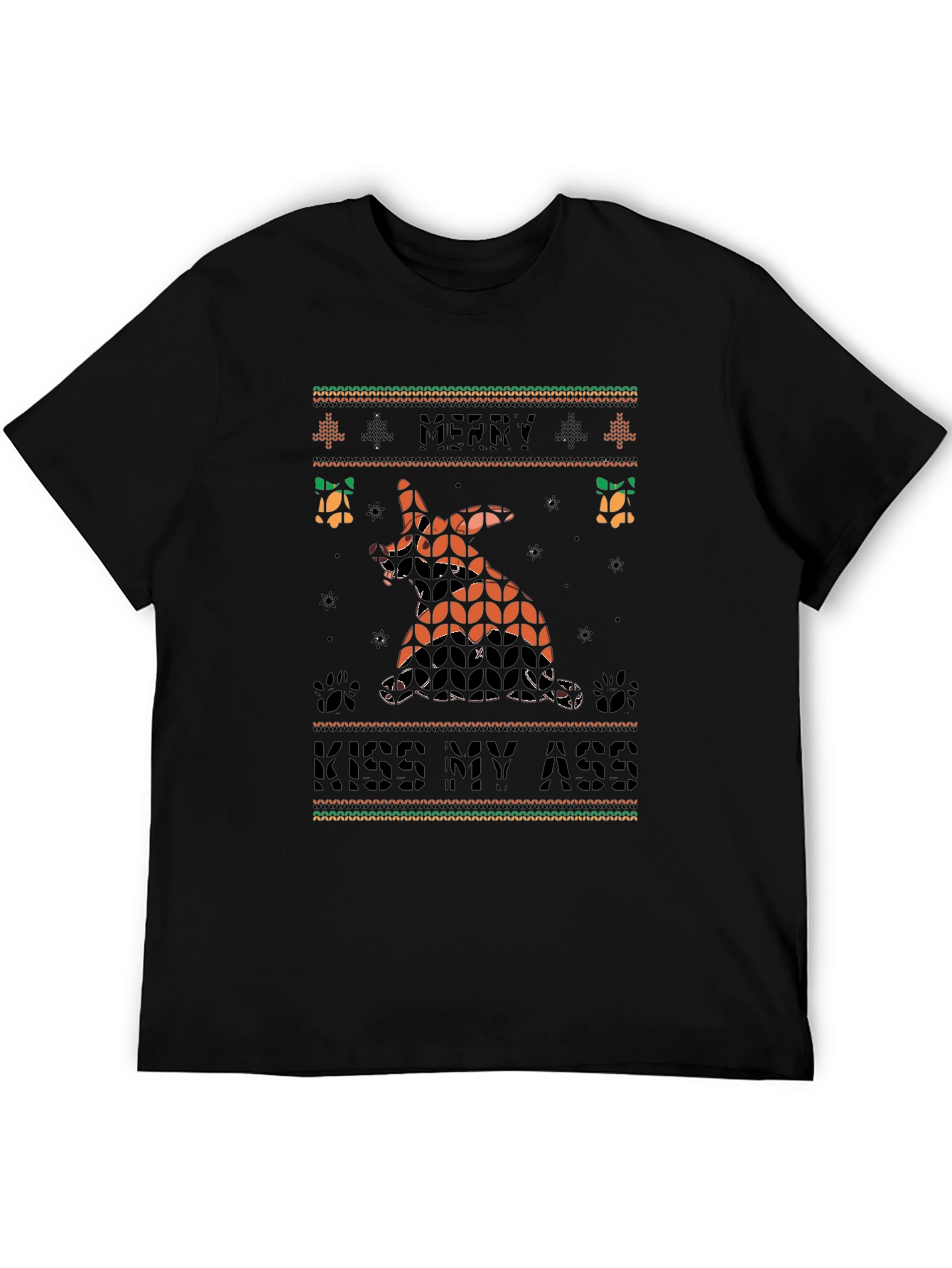 Merry Kiss My Ass Funny Dog Christmas T-Shirt