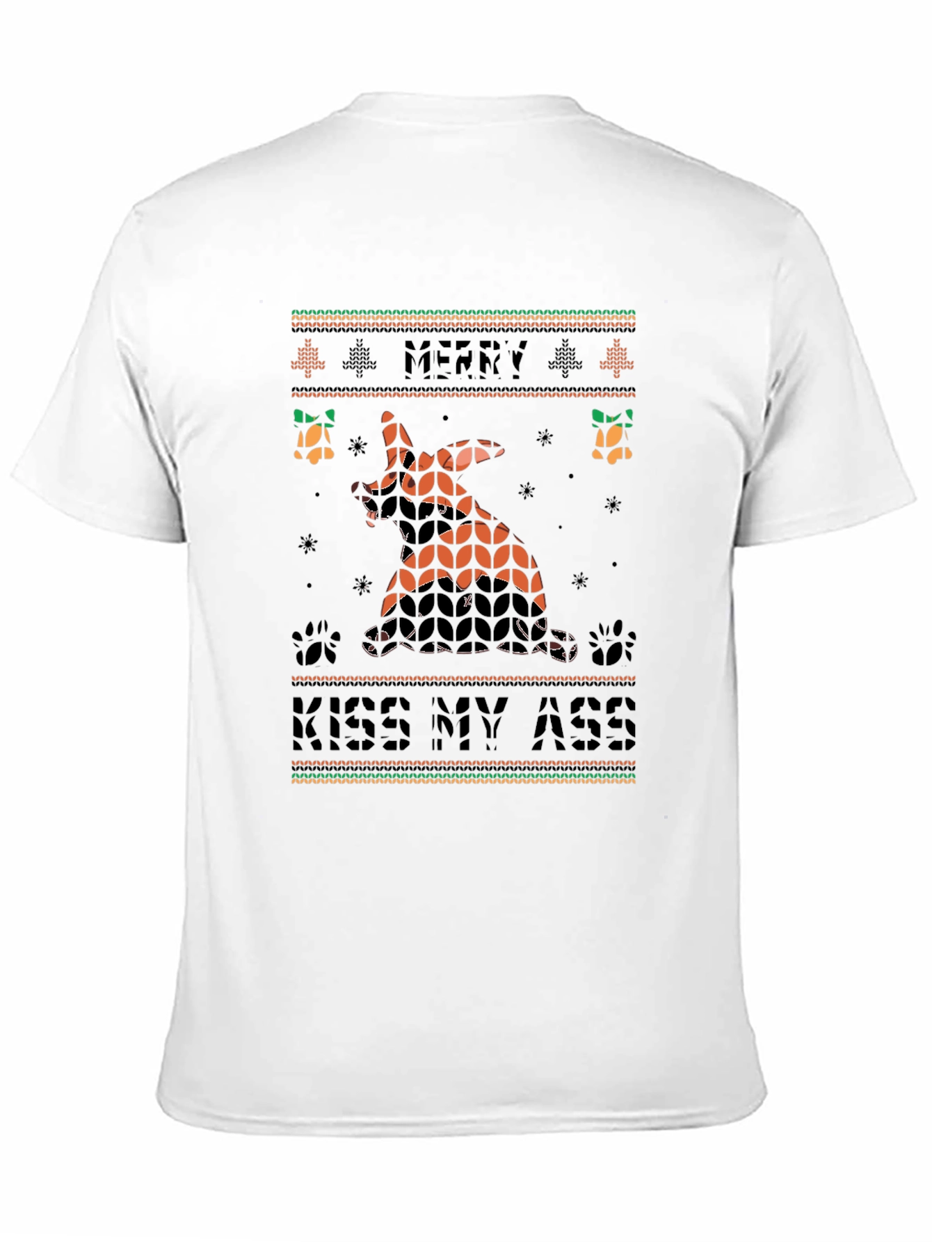 Merry Kiss My Ass Funny Dog Christmas T-Shirt