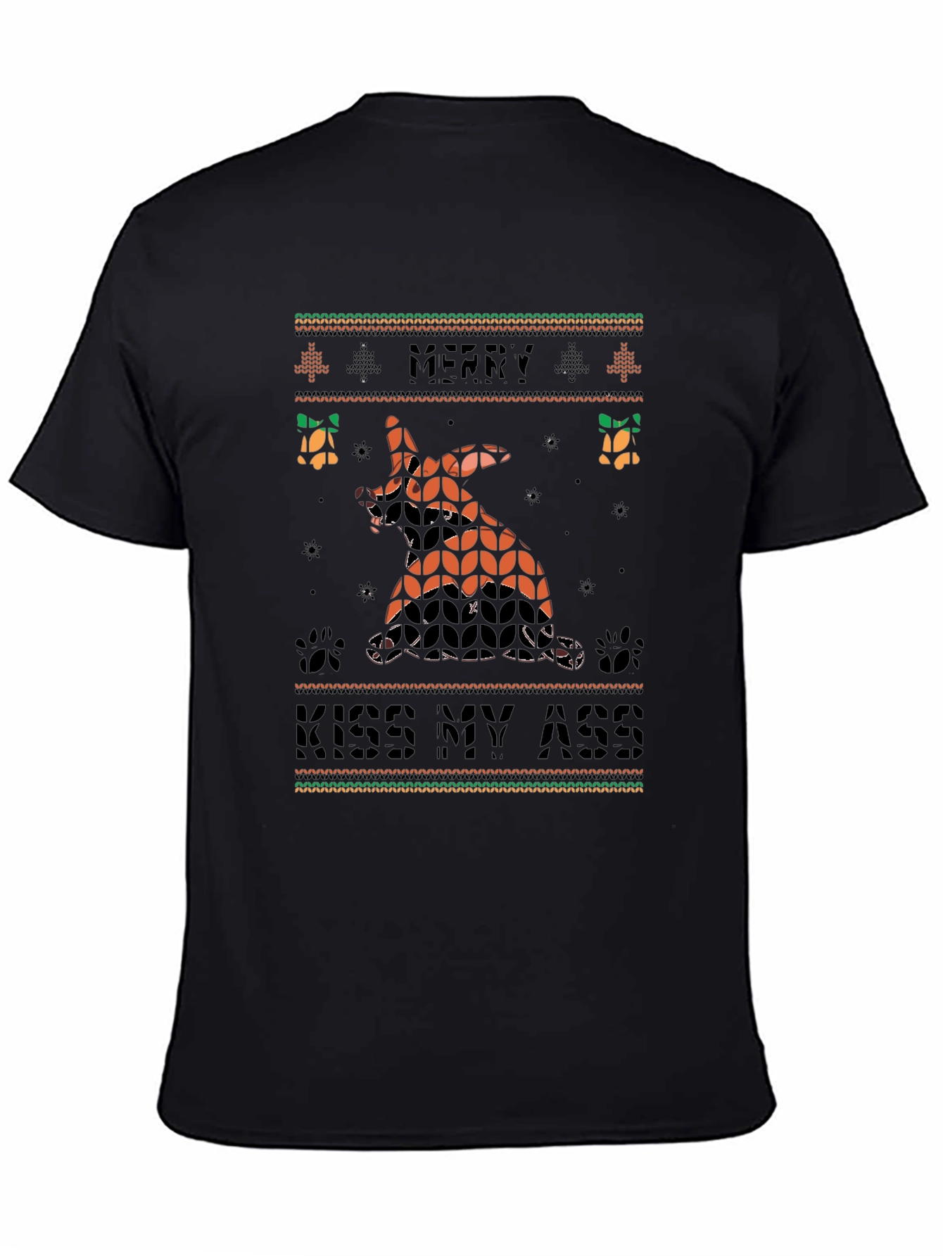 Merry Kiss My Ass Funny Dog Christmas T-Shirt