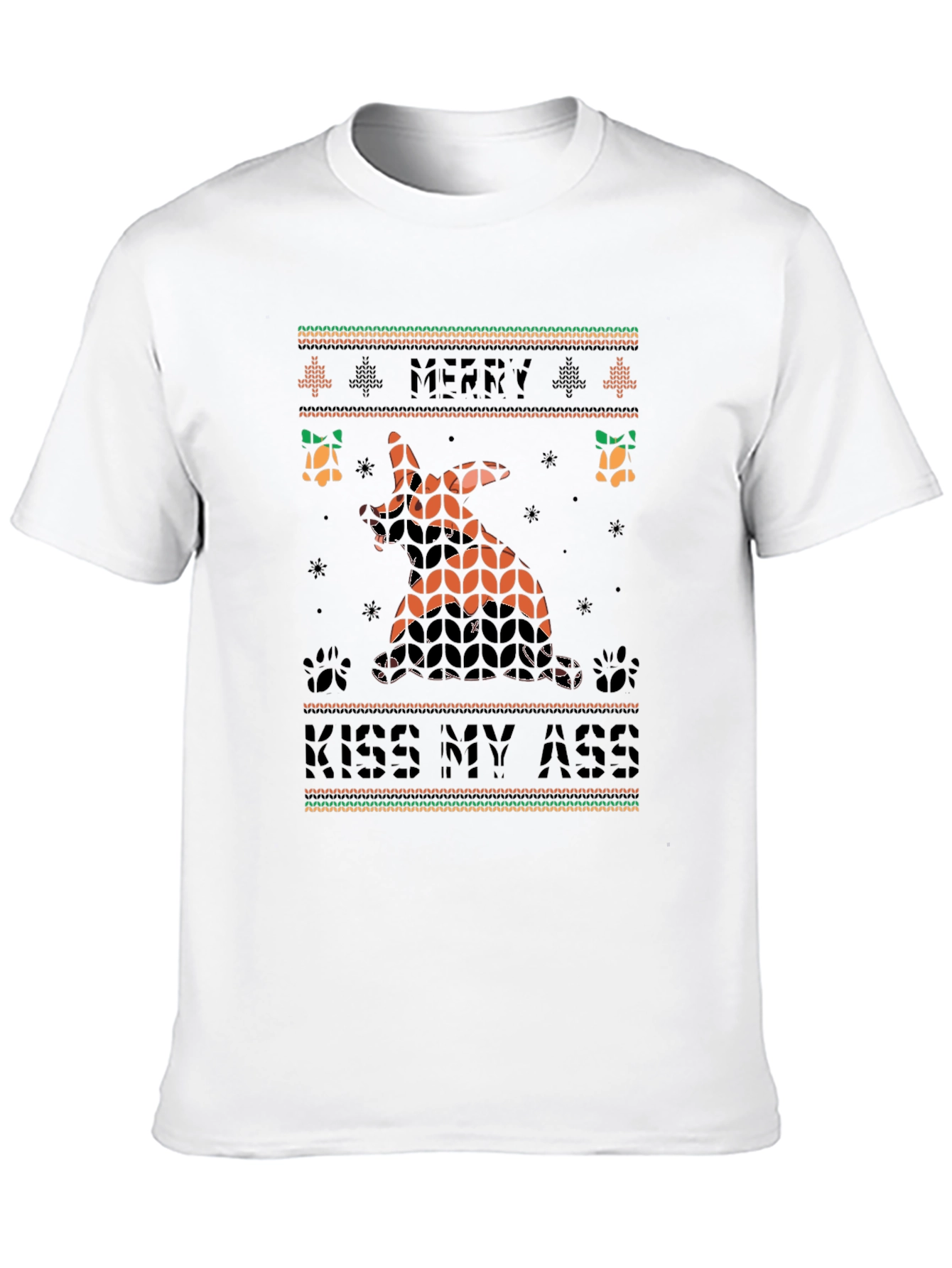 Merry Kiss My Ass Funny Dog Christmas T-Shirt