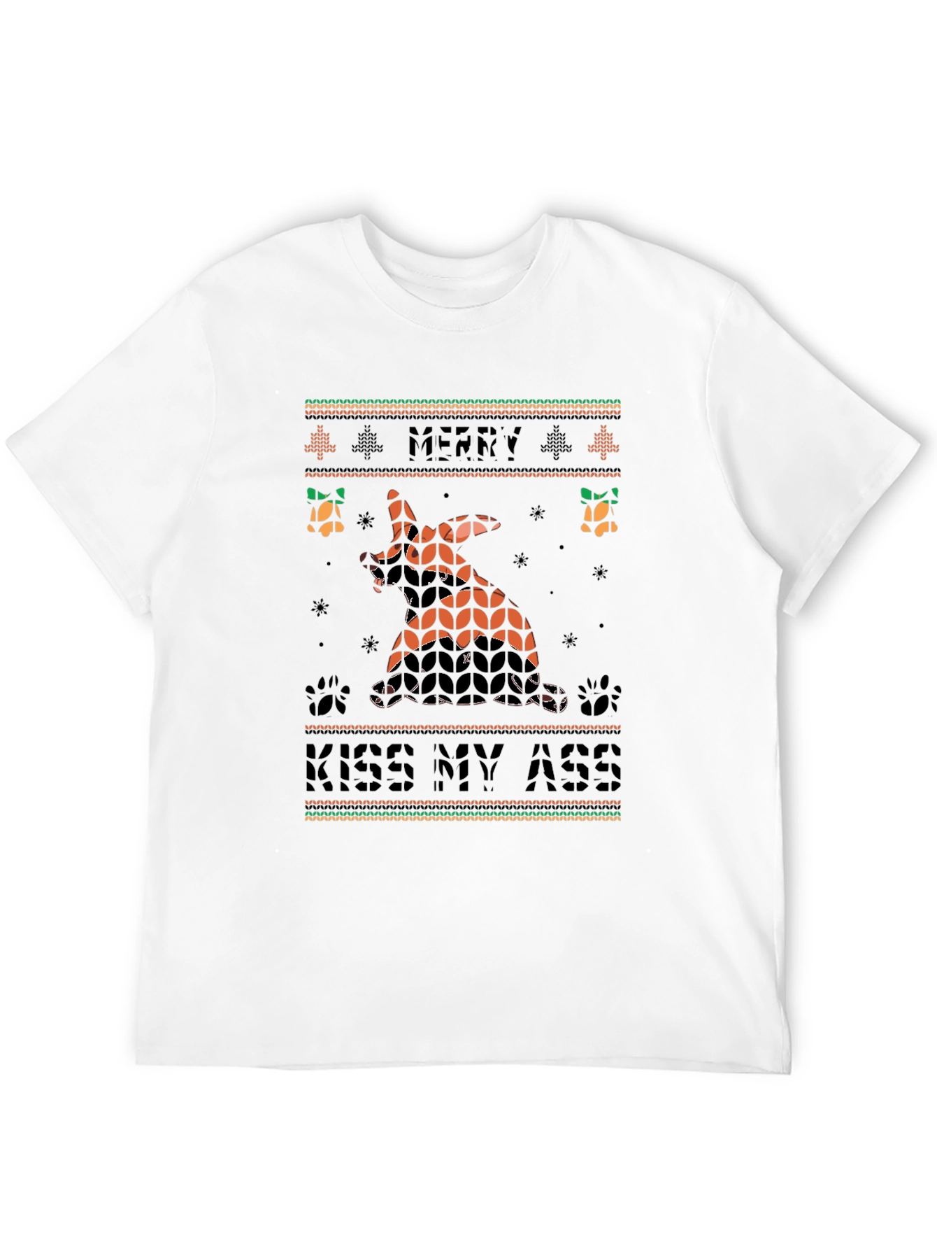 Merry Kiss My Ass Funny Dog Christmas T-Shirt