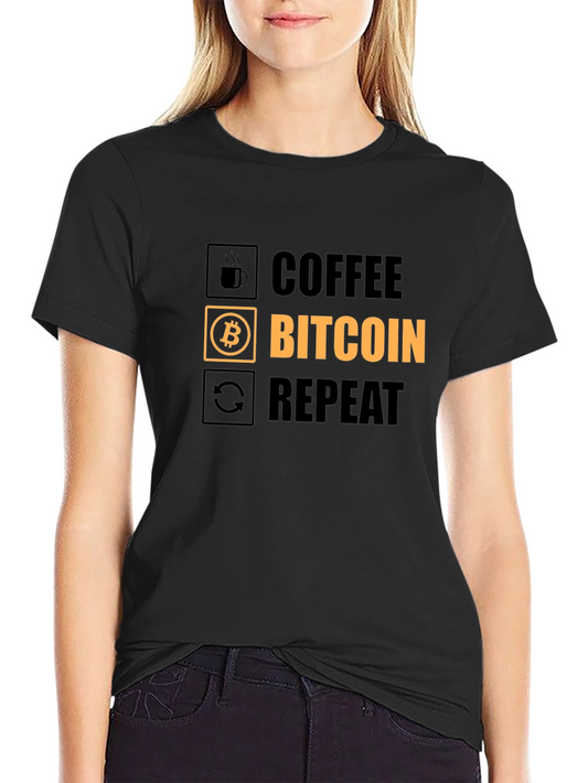 Coffee Bitcoin Repeat Graphic Tee - Crypto T-Shirt