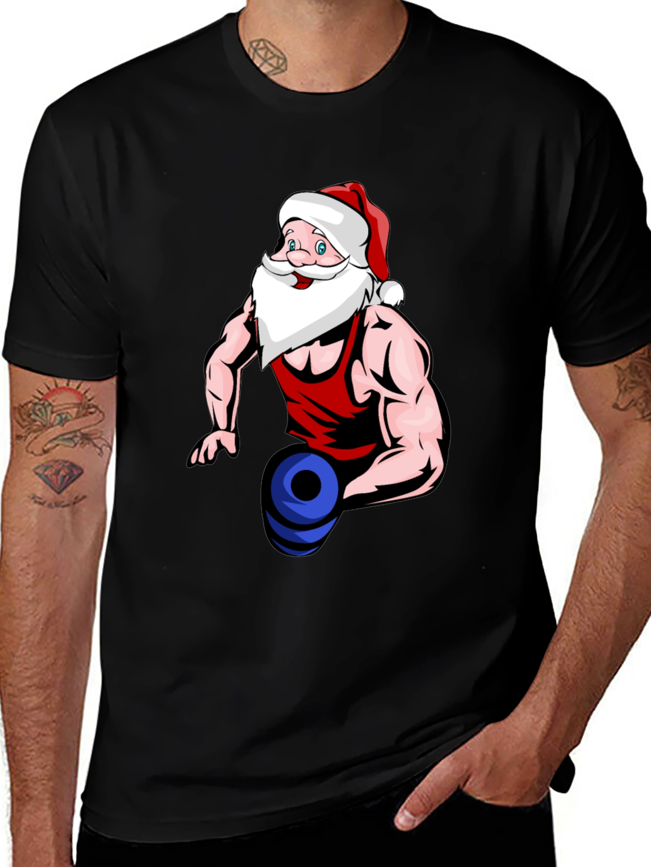 Santa Claus Gym T-Shirt Funny Christmas Tee