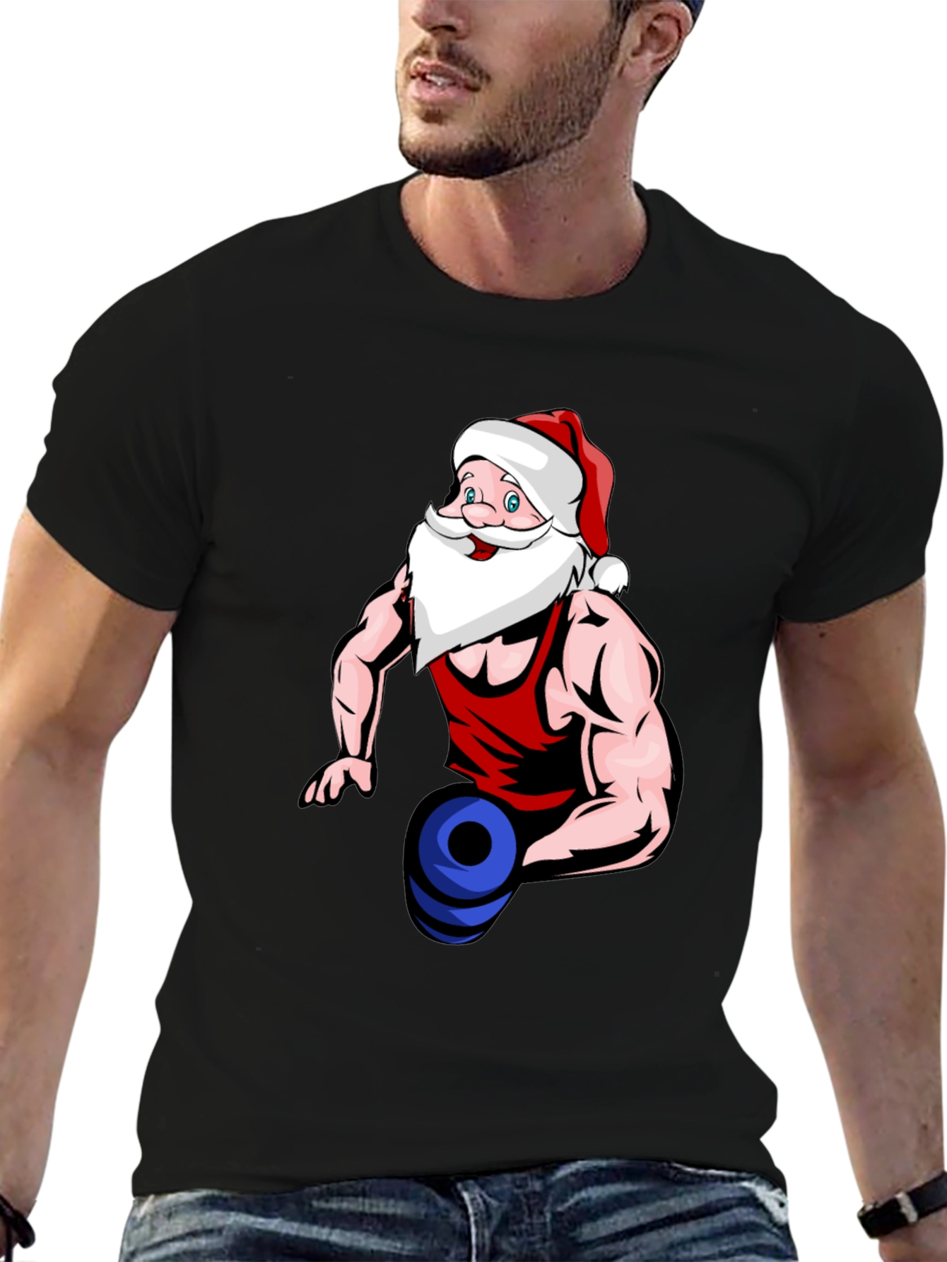 Santa Claus Gym T-Shirt Funny Christmas Tee